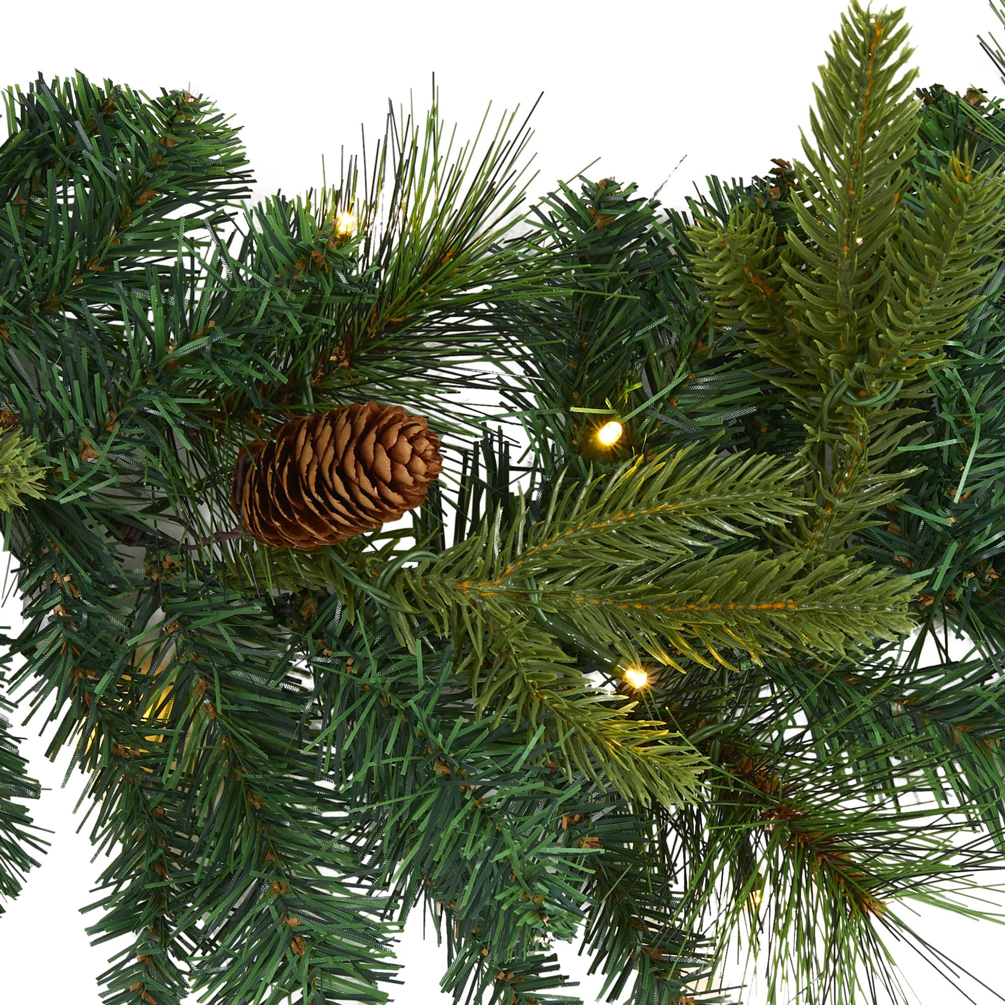 6ft. Pre-Lit Clear LED Mixed Pine &#x26; Pinecone Artificial Garland