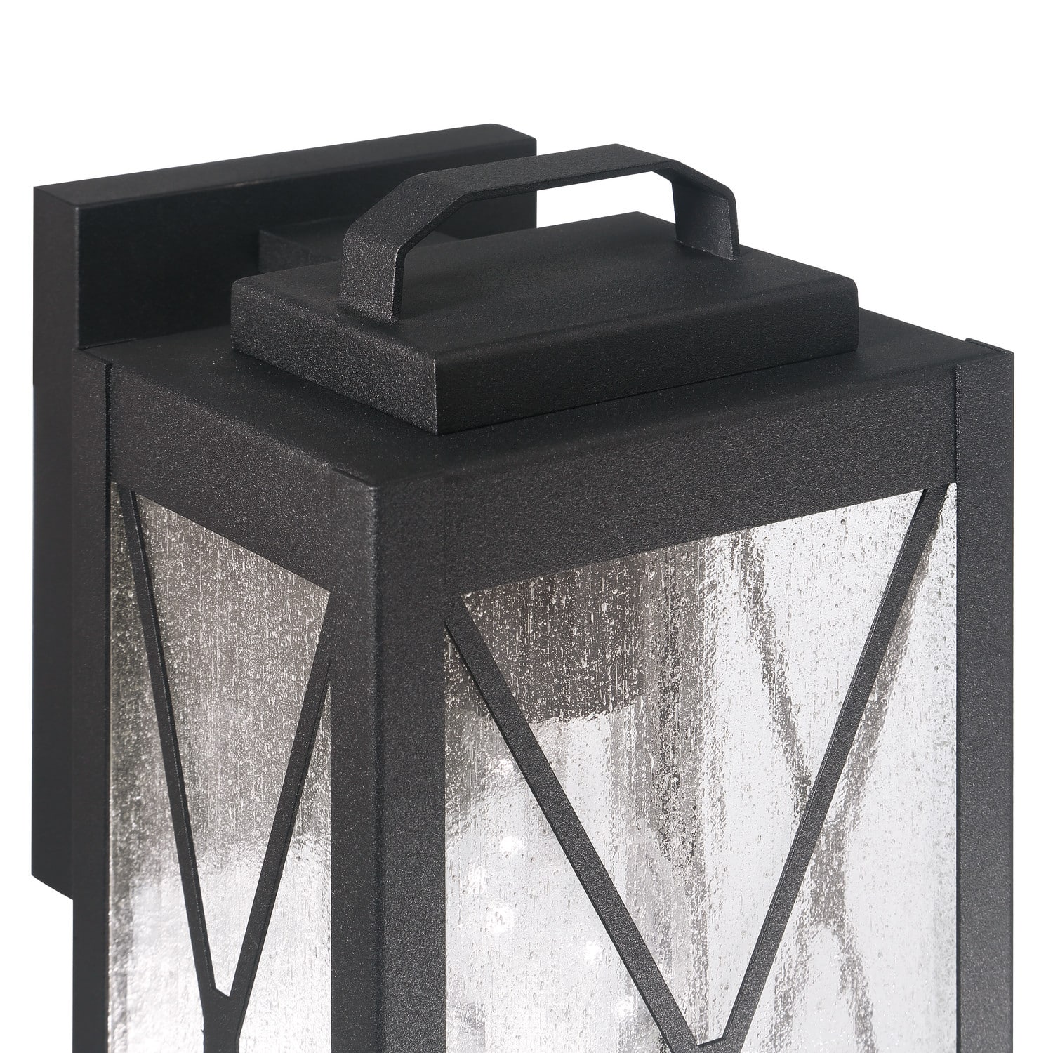 Charleston Matte Black Farmhouse Rectangular Metal &#x26; Glass Wall Mounted Outdoor Light