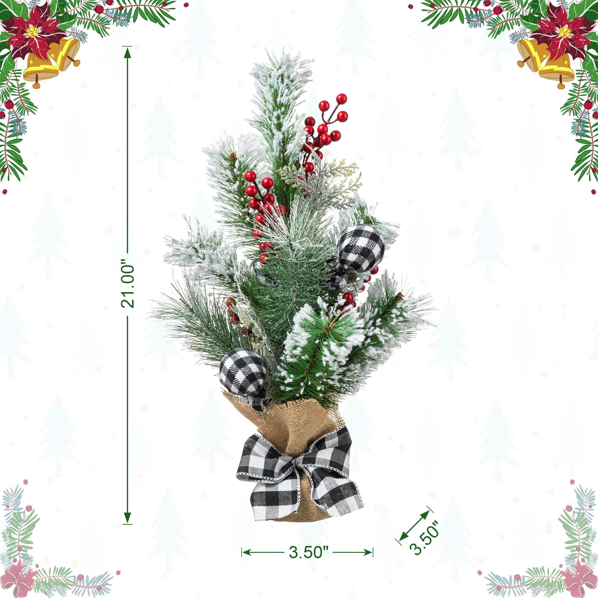 Glitzhome® 21" Flocked Pine & Berries Table Tree