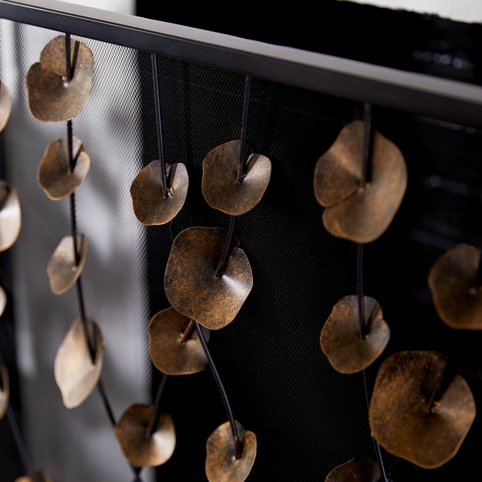 Gold Metal Modern Fireplace Screen, 32" x 56" x 1"