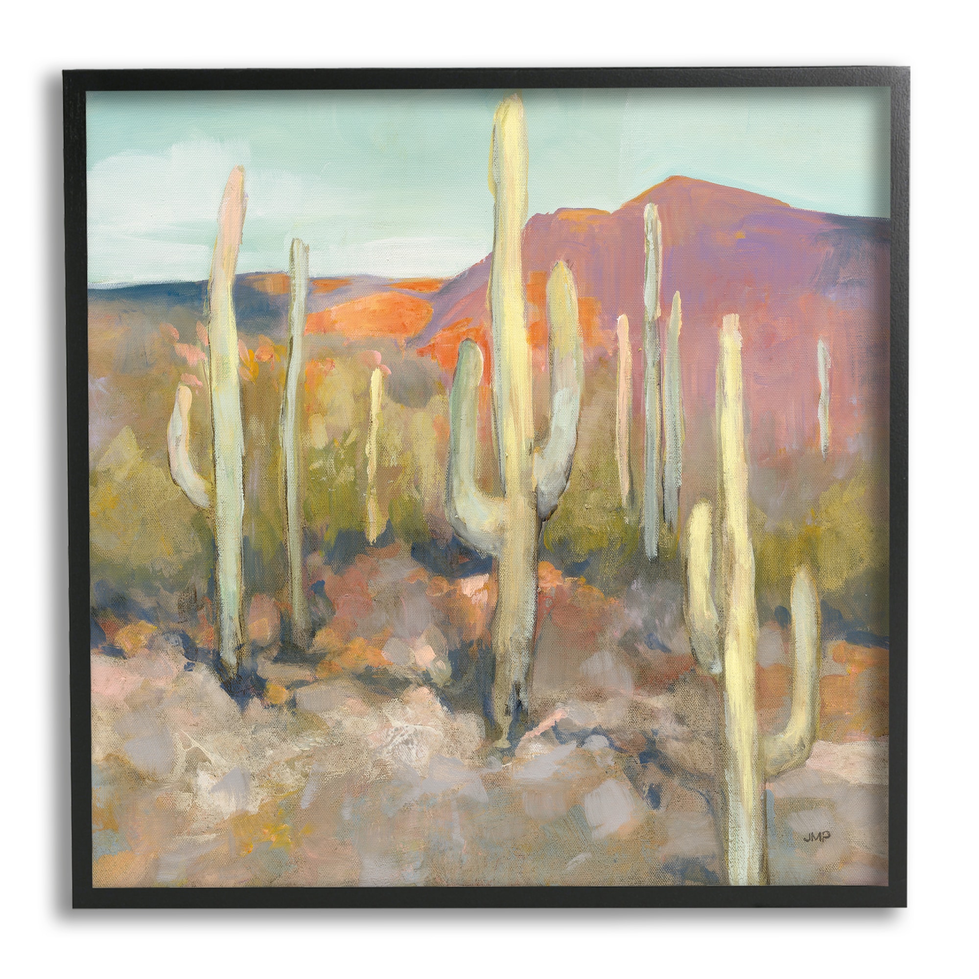 Stupell Industries Cactus Plant Desert Landscape Soft Southwestern Plant Painting Framed Wall Art