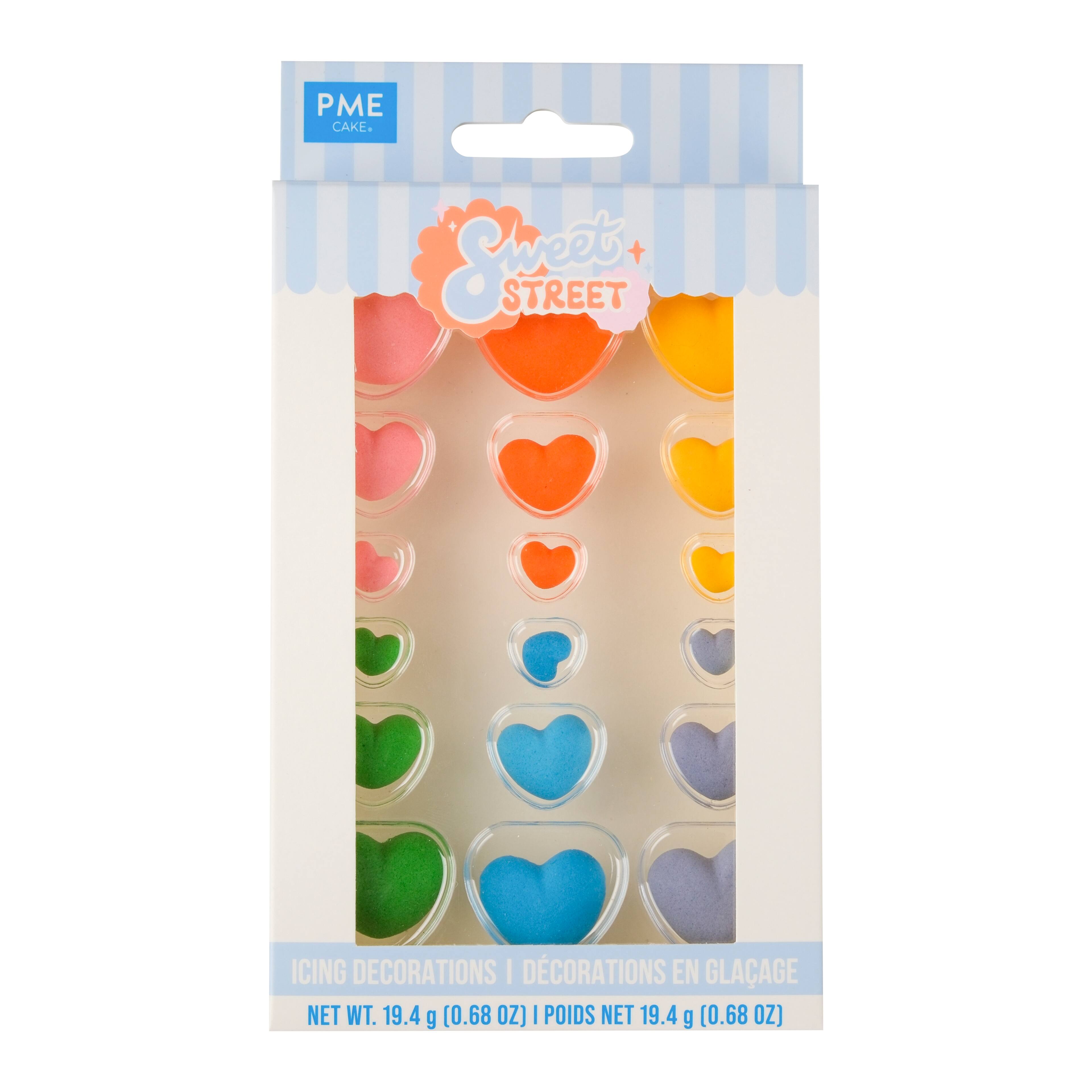 PME Cake Sweet Street&#xAE; Rainbow Hearts Icing Decorations