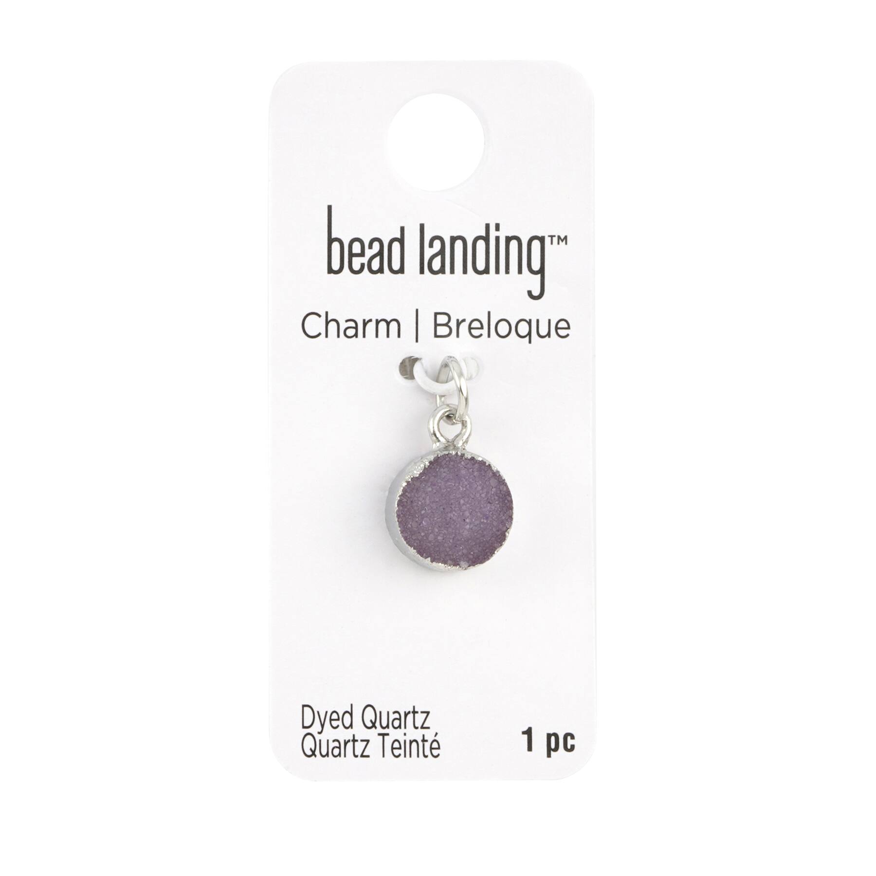 Round Violet Dyed Quartz Charm by Bead Landing™