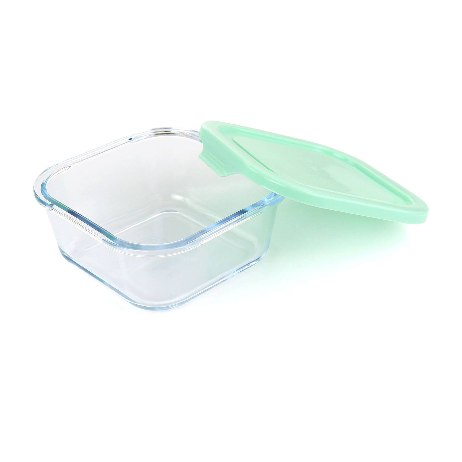 Martha Stewart Square Glass Food Storage Container with Mint Lid