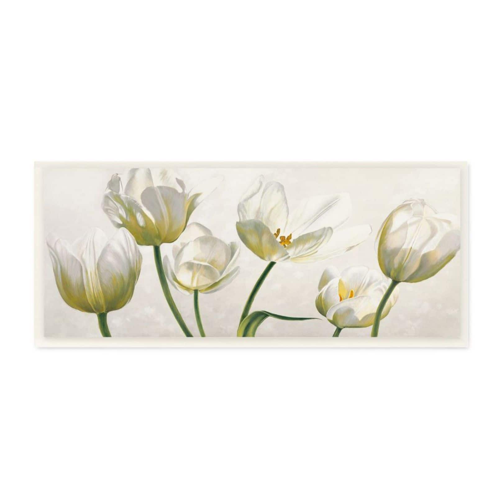 Stupell Industries Soft White Blooming Tulips Wooden Wall Plaque