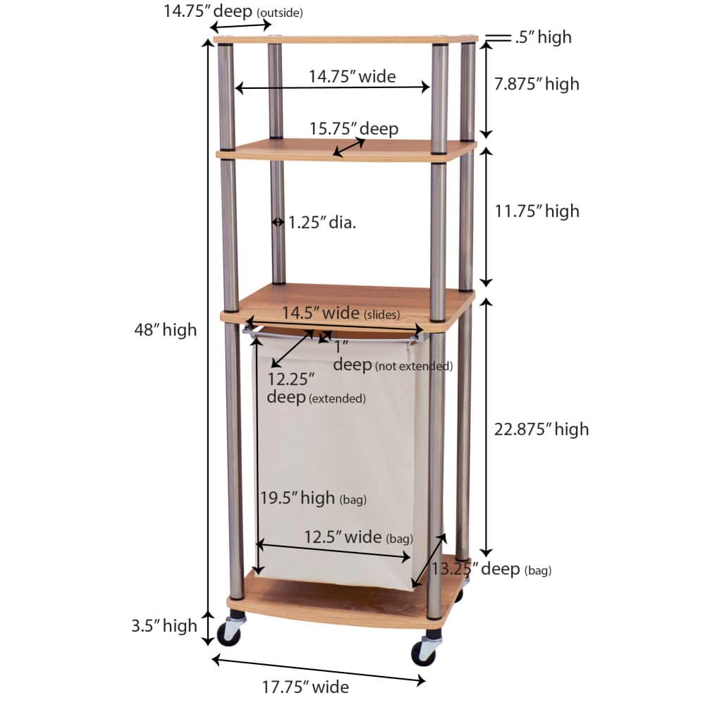 Household Essentials Laundry Hamper Storage Cart