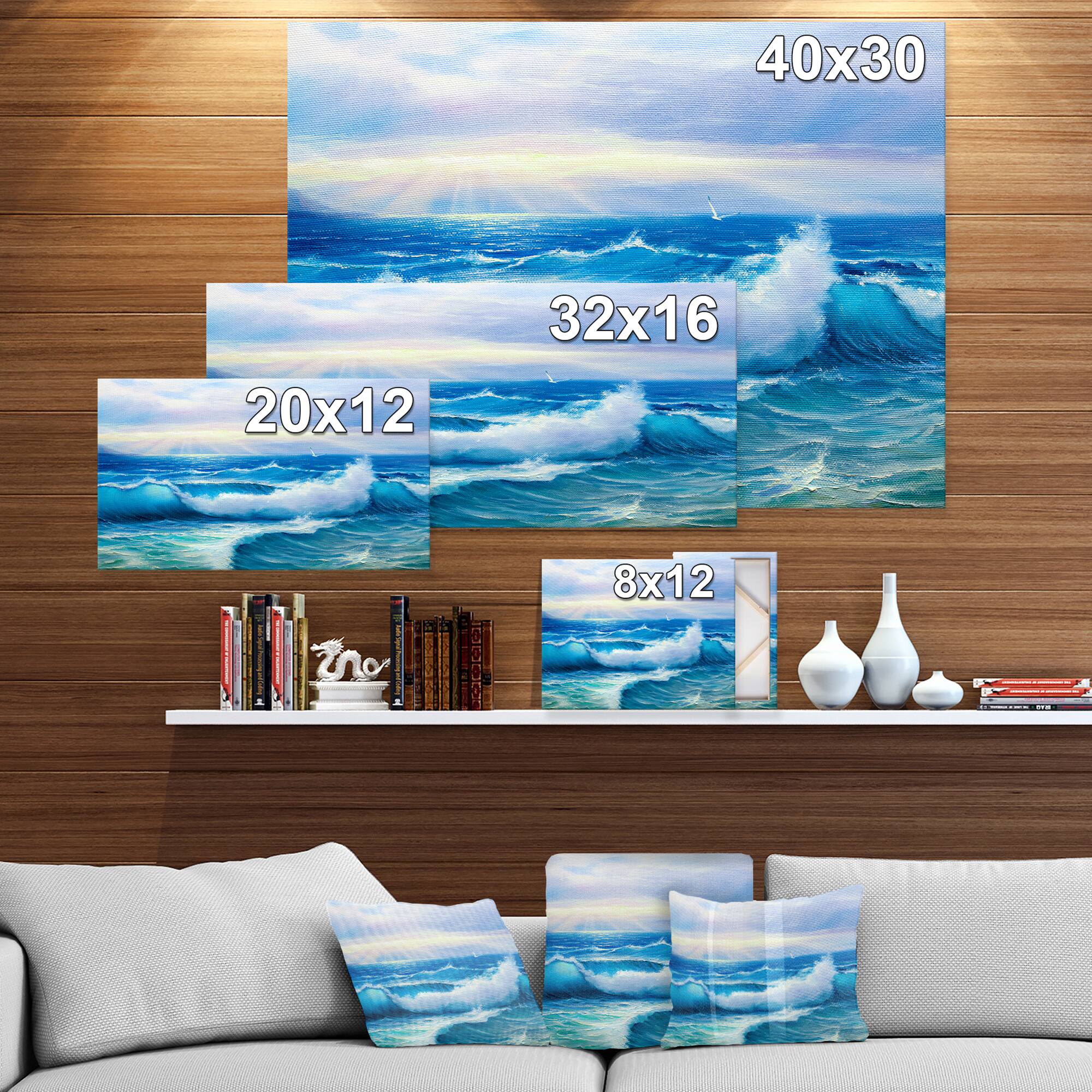 Designart - Sea Wave - Sea & Shore Painting Print on Wrapped Canvas