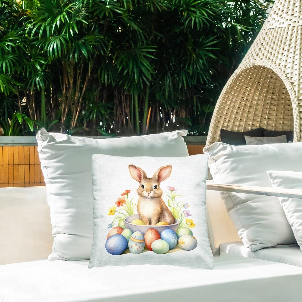 Stupell Industries Easter Bunny & Eggs Outdoor Printed Pillow
