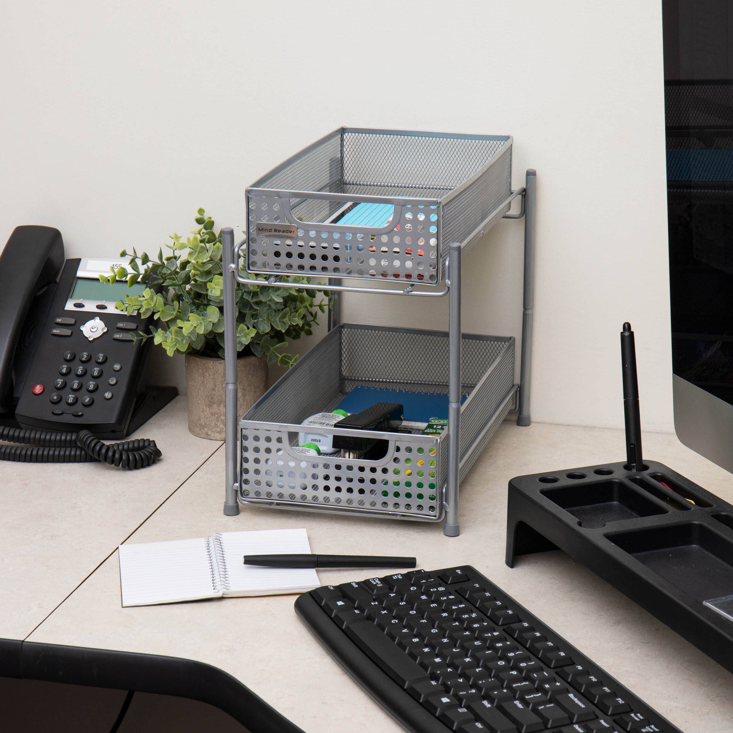 Mind Reader 2Tier Metal Mesh Heavy Duty Organizer Slide Out Basket