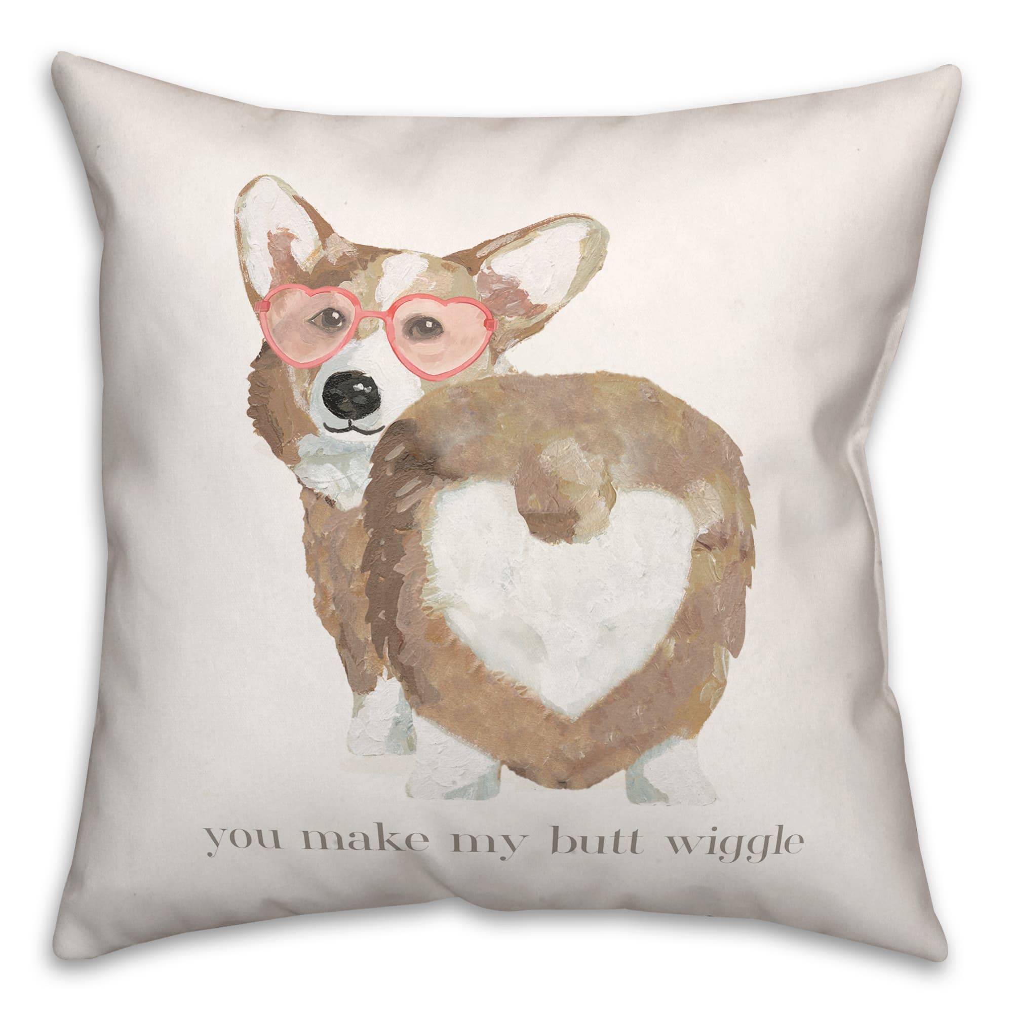 Corgi Wiggle Butt Valentine&#x27;s Day Throw Pillow