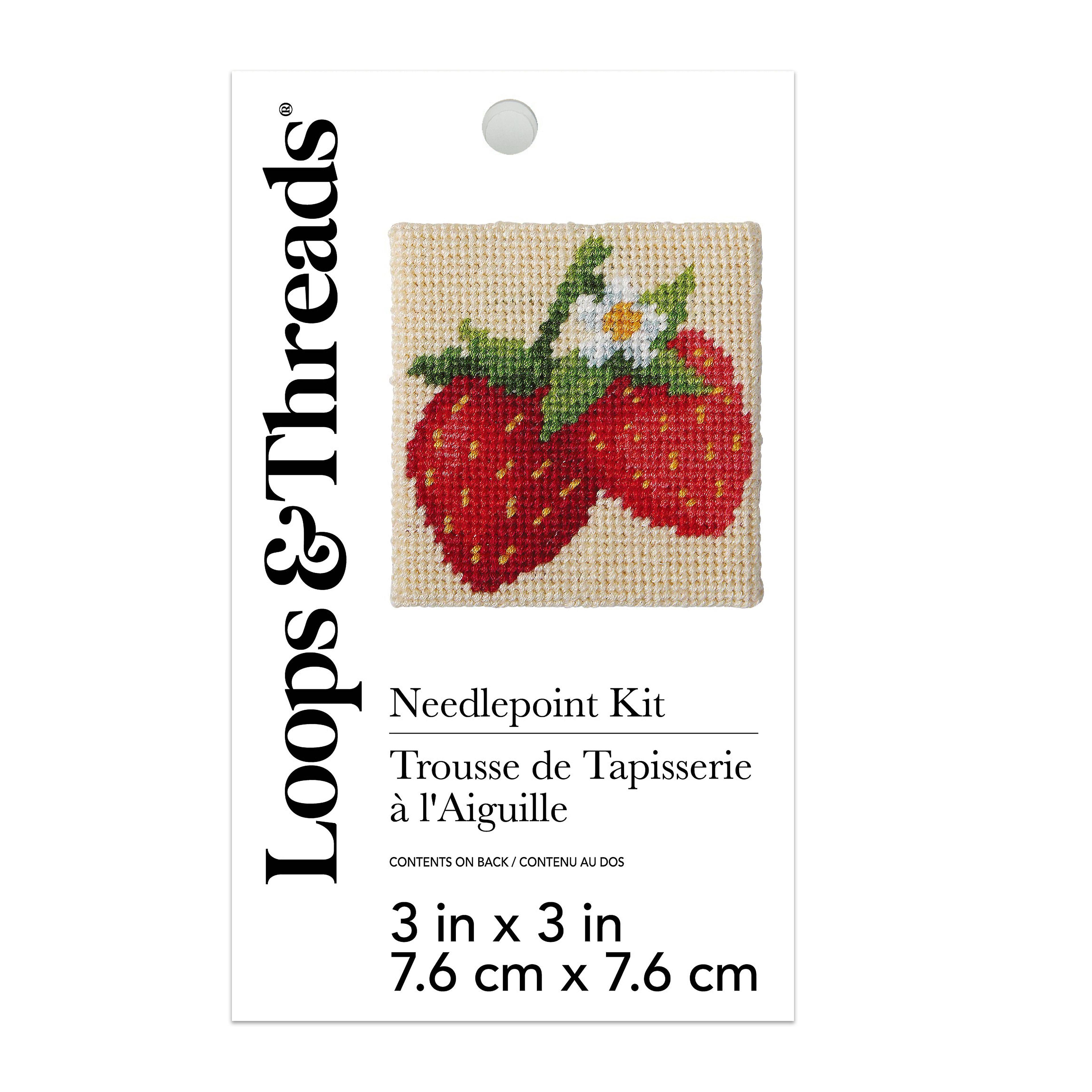 3" x 3" Strawberry Needlepoint Kit by Loops & Threads®