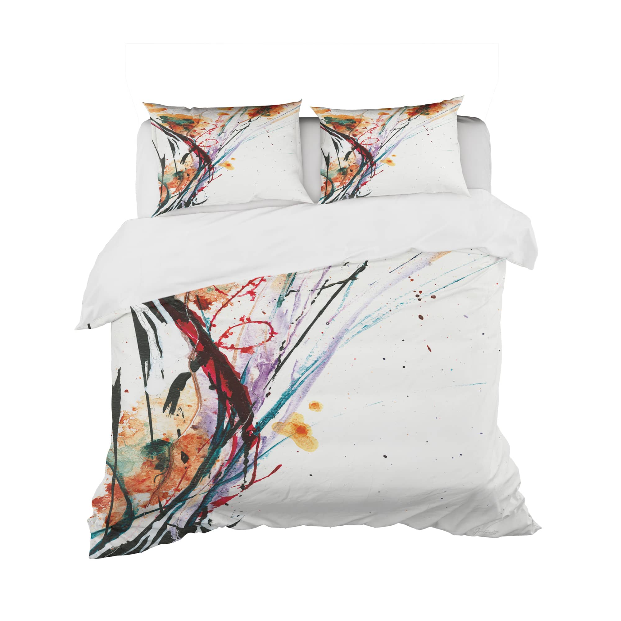 Designart &#x27;Abstract Orange Flowers&#x27; Cottage Bedding Set - Duvet Cover &#x26; Shams