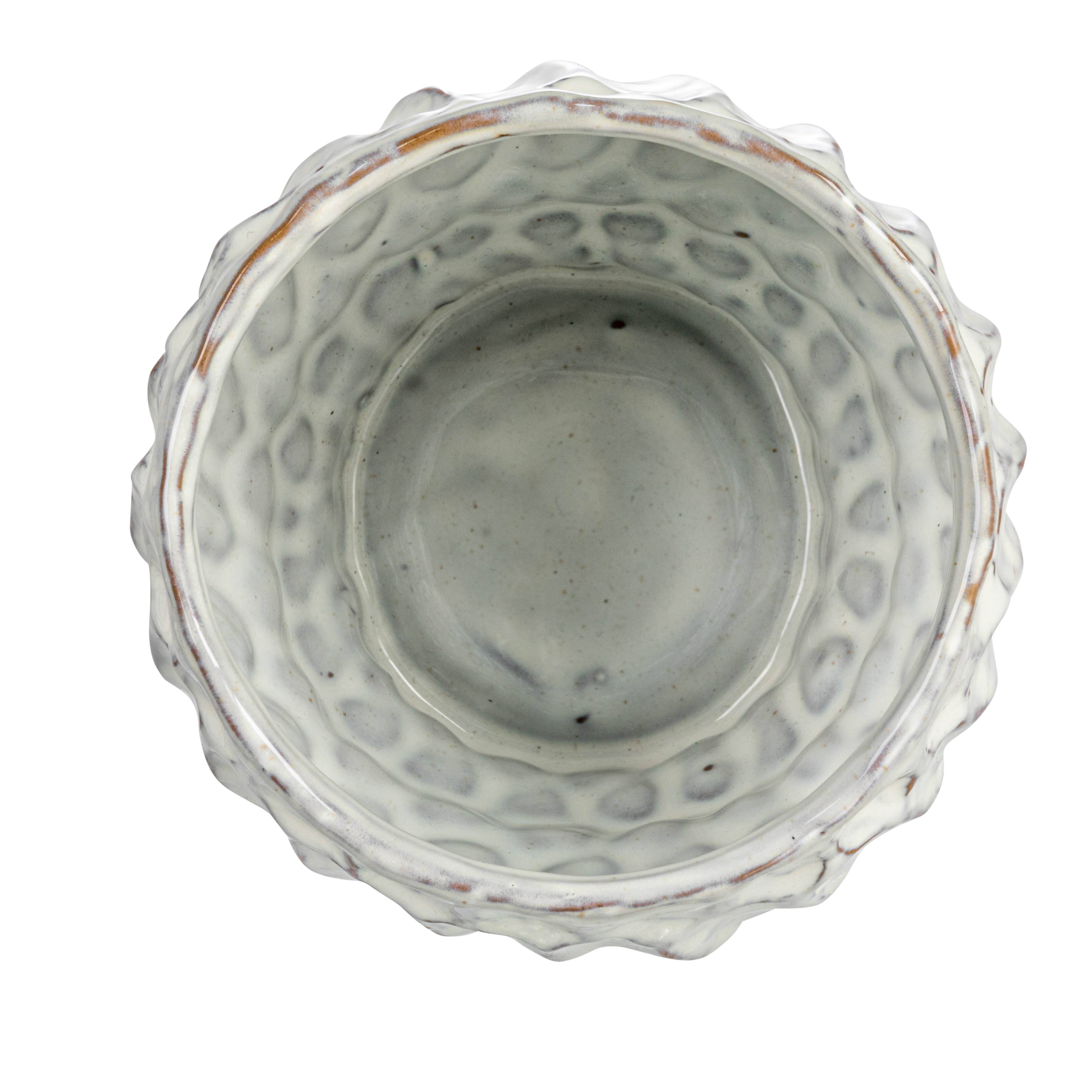 Hello Honey® 5" Ivory Embossed Stoneware Planter