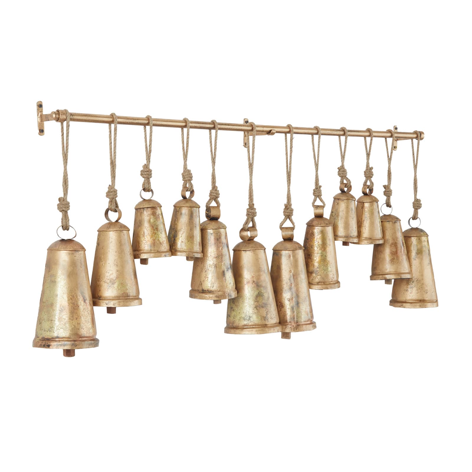 Brass Metal Bohemian Decorative Cow Bell, 48&#x22; x 5&#x22; x 28&#x22;