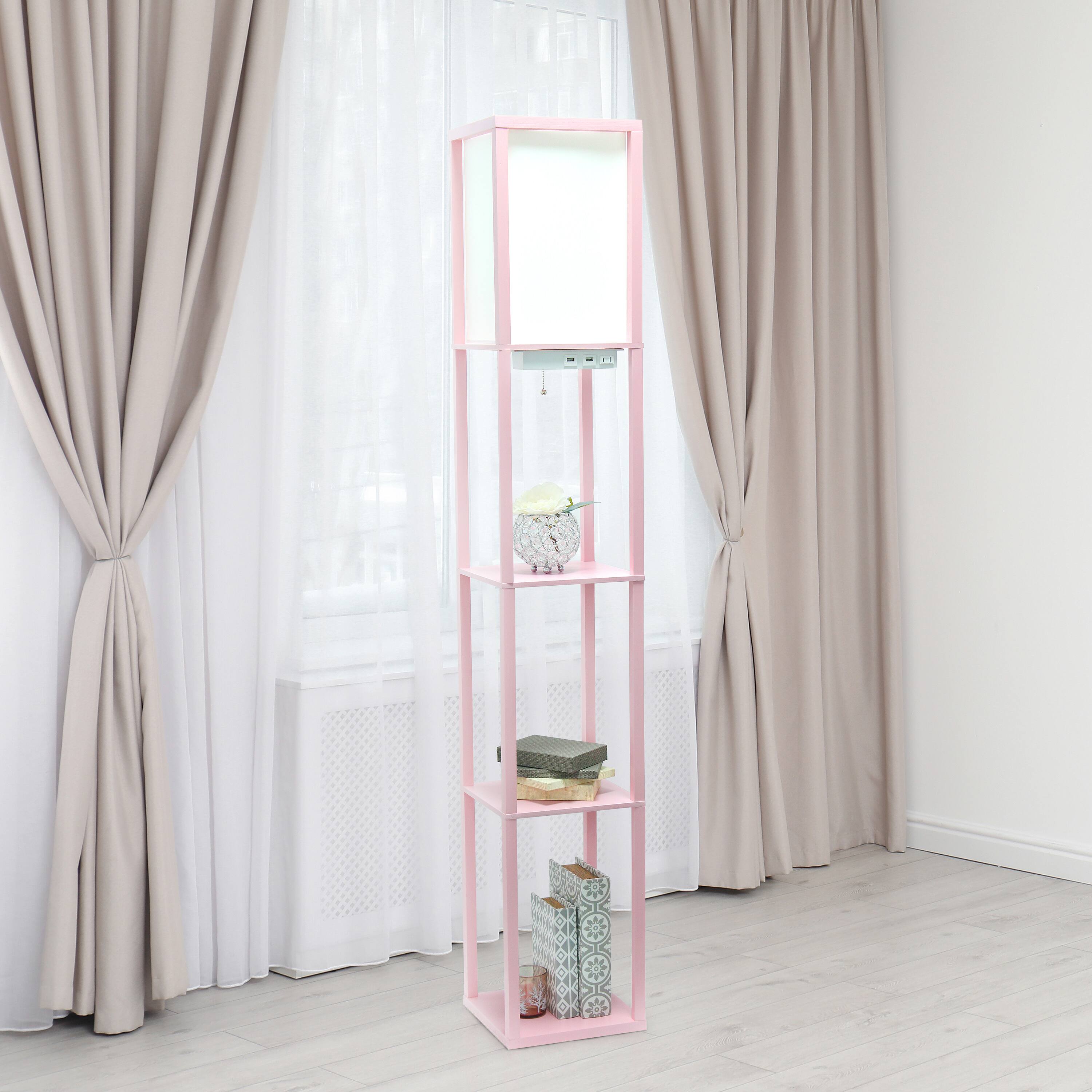 Simple Designs Floor Lamp with 2 USB Charging Ports/1 Outlet