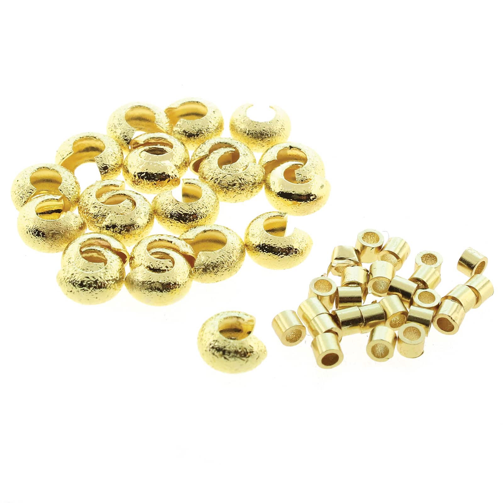 The Beadsmith® Basic Elements™ Gold-Plated Stardust Crimp Tubes & 4mm Covers