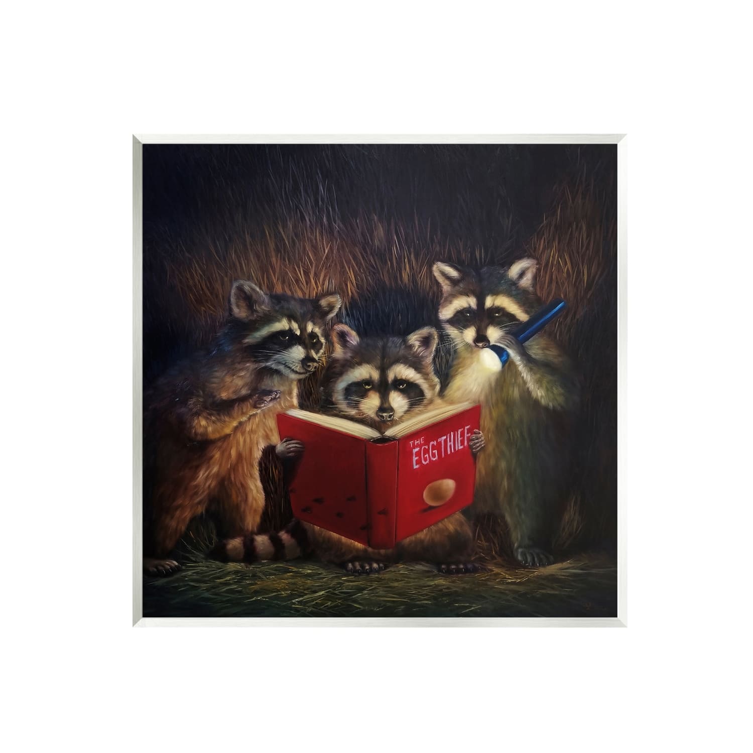 Stupell Industries Fun Raccoon Trio Reading Book Wall Plaque Art