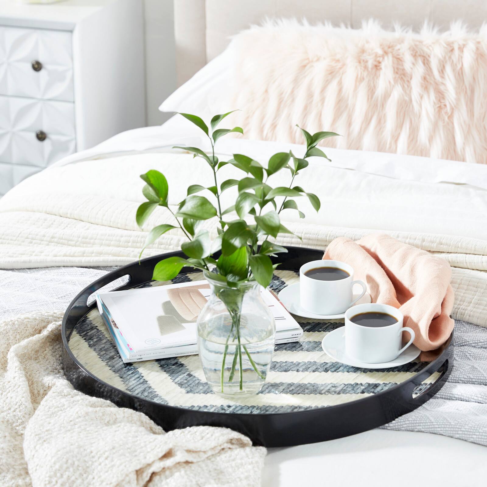 Black Mother of Pearl Modern Tray Set