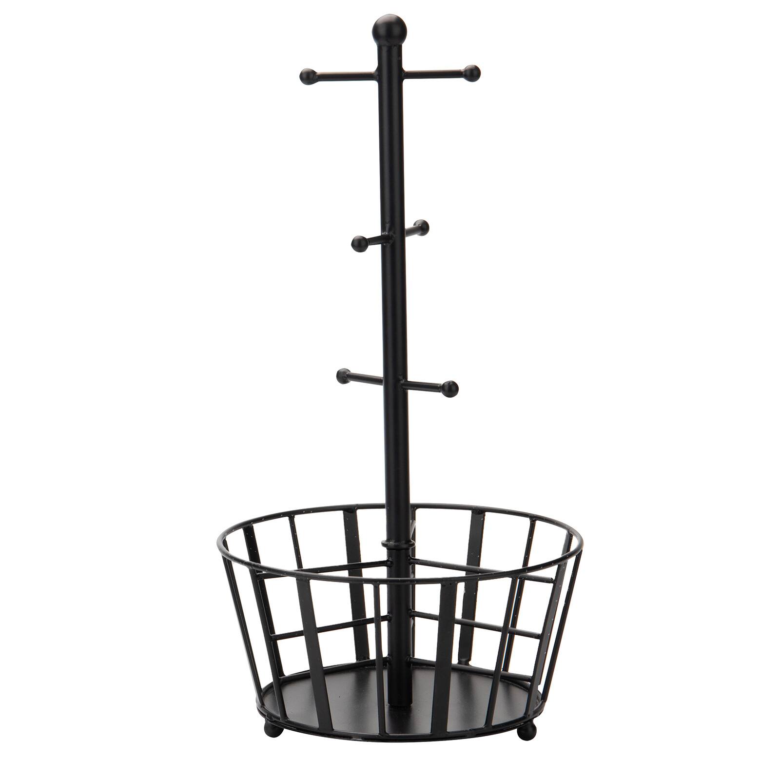 Mind Reader Black Countertop Mug Tree Cup Rack & Single Serve Coffee Pod Storage