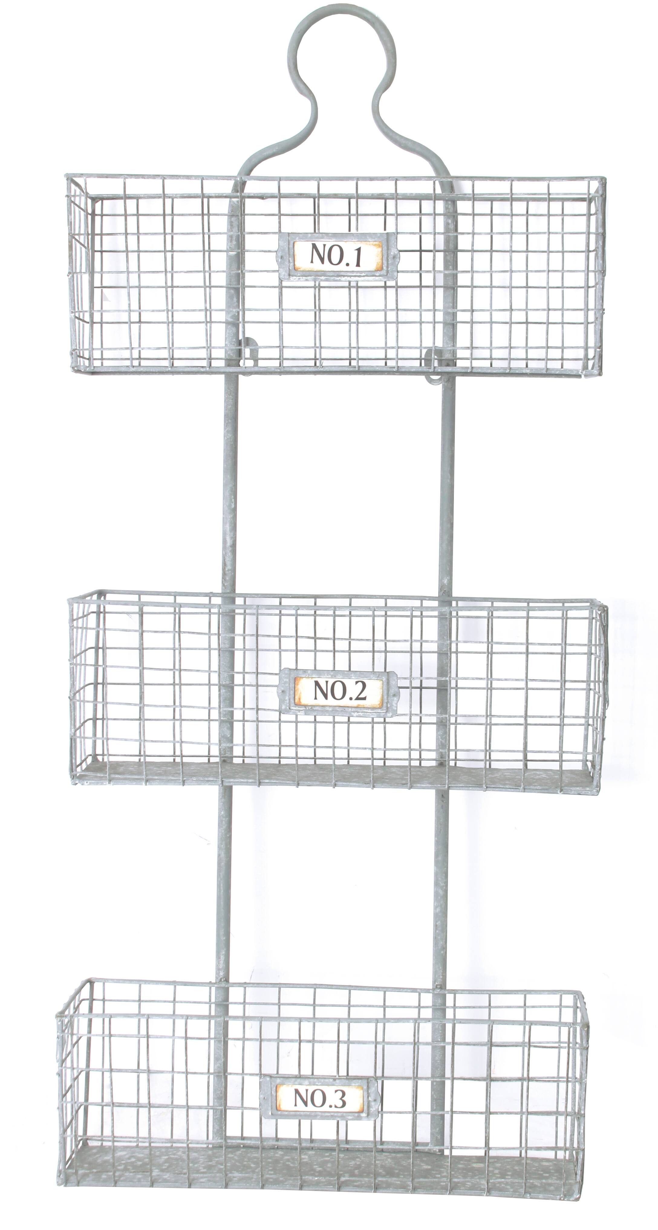 32.5" Metal Meshed Wire 3 Bin Storage Basket Set