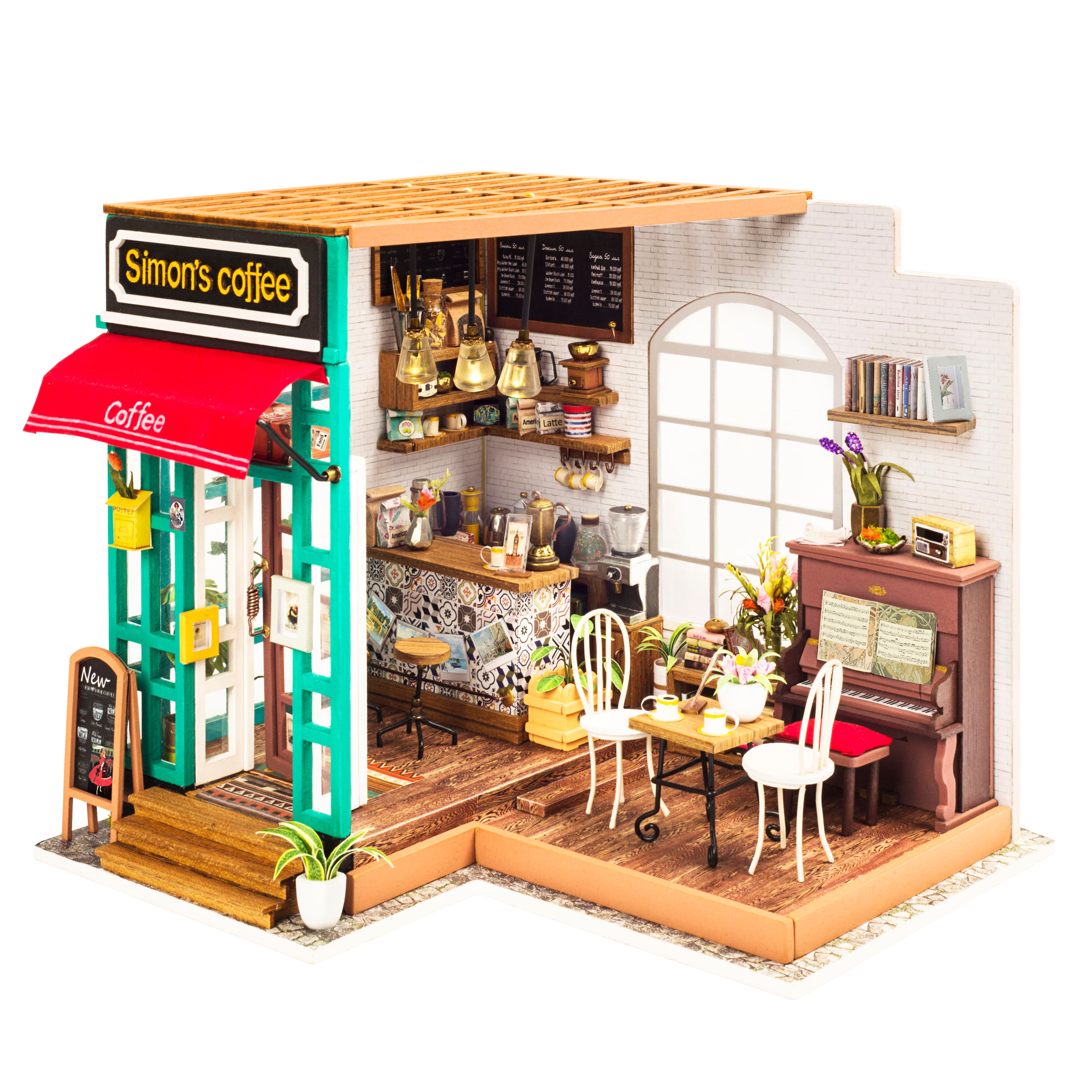 Rolife&#xAE; Simon&#x27;s Coffee Shop DIY Miniature House Kit