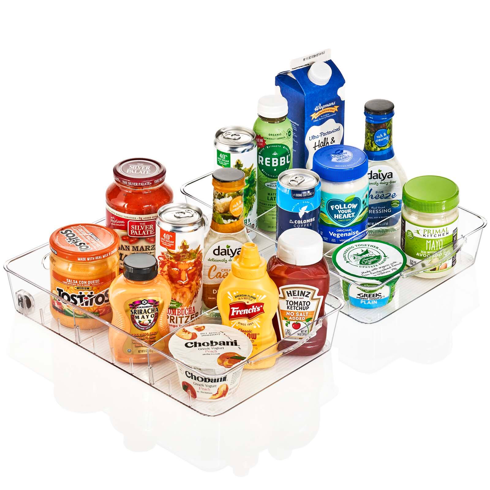 Sorbus Large Clear Organizing Bins on Wheels with Removable Dividers, 2ct.