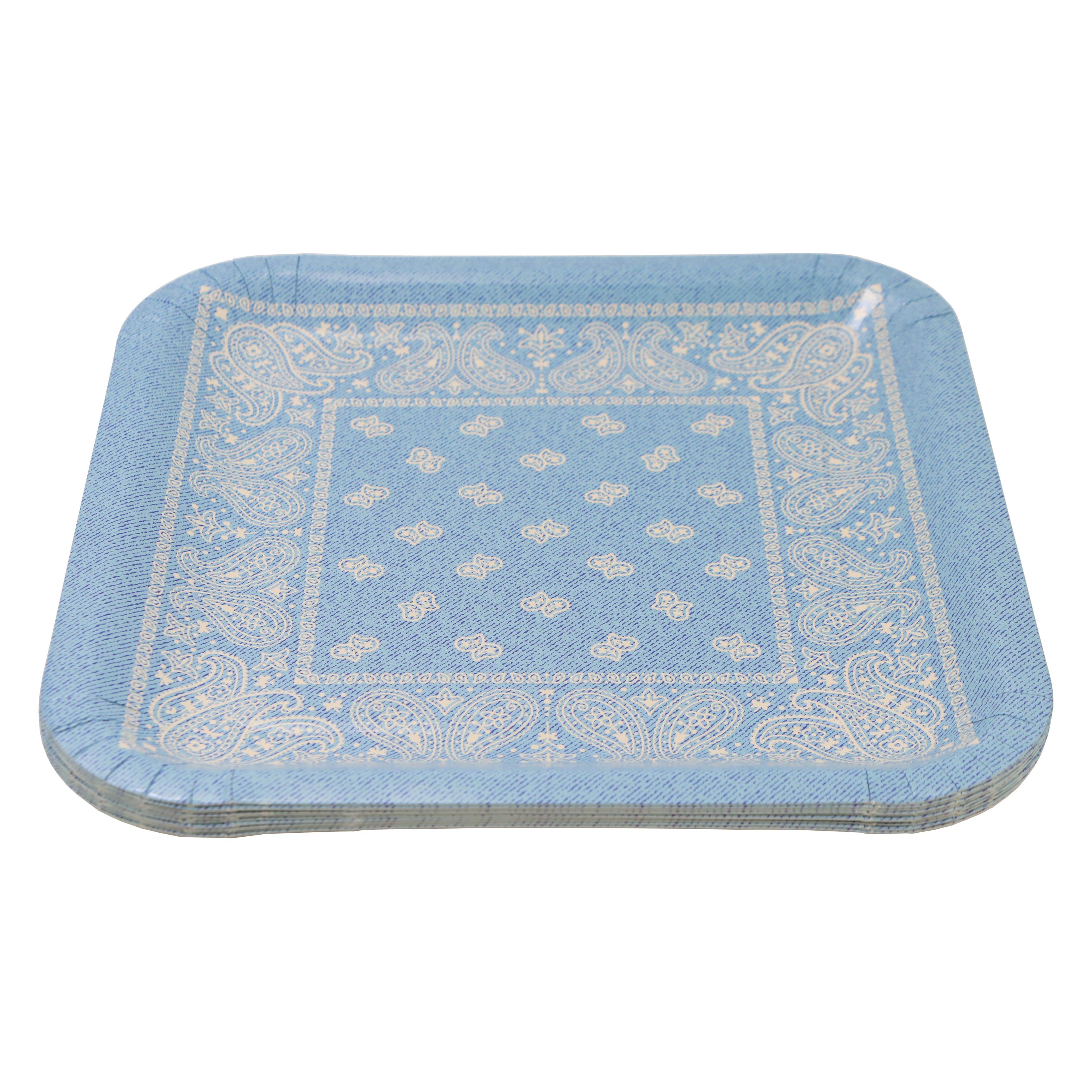 9&#x22; Square Blue Bandana Dinner Plates, 10ct. by Celebrate It&#x2122;