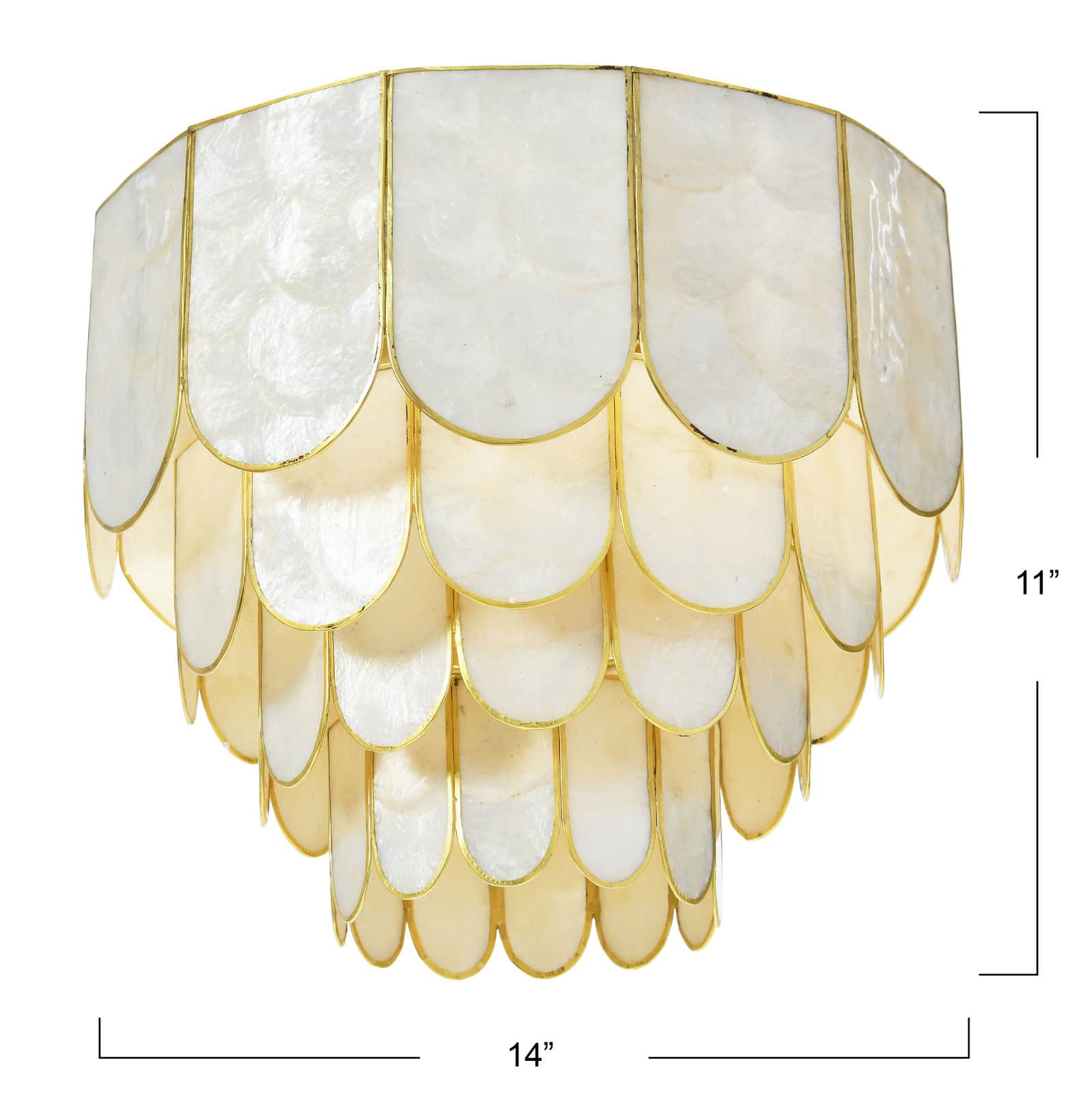 Hello Honey® 14" Round 4-Tier Capiz & Metal Flush Mount Ceiling Light
