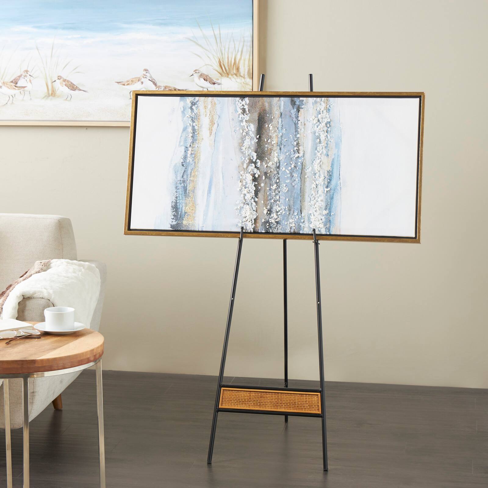 51" Black Metal Easel with Wood Accents