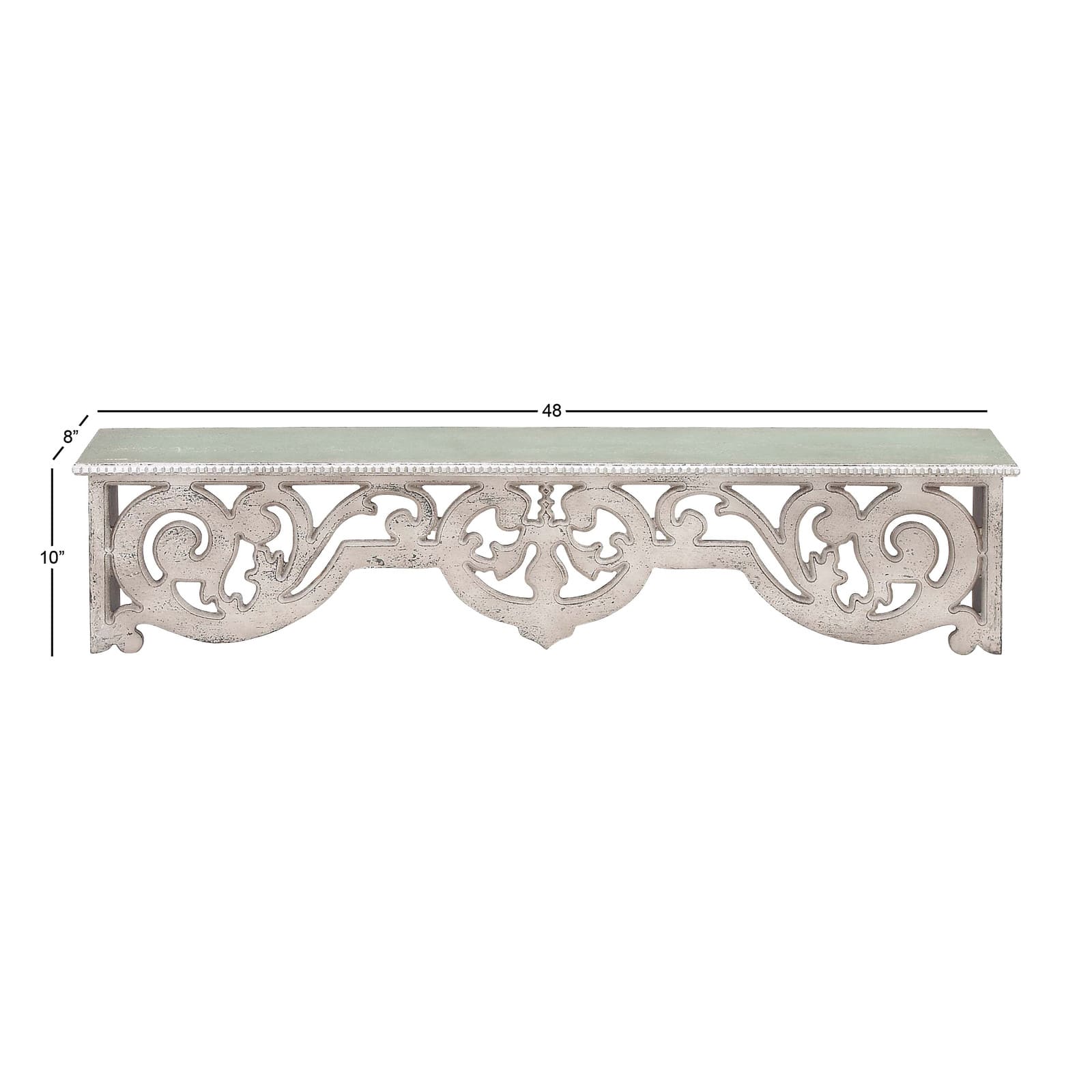 White Wood Farmhouse Wall Shelf, 10