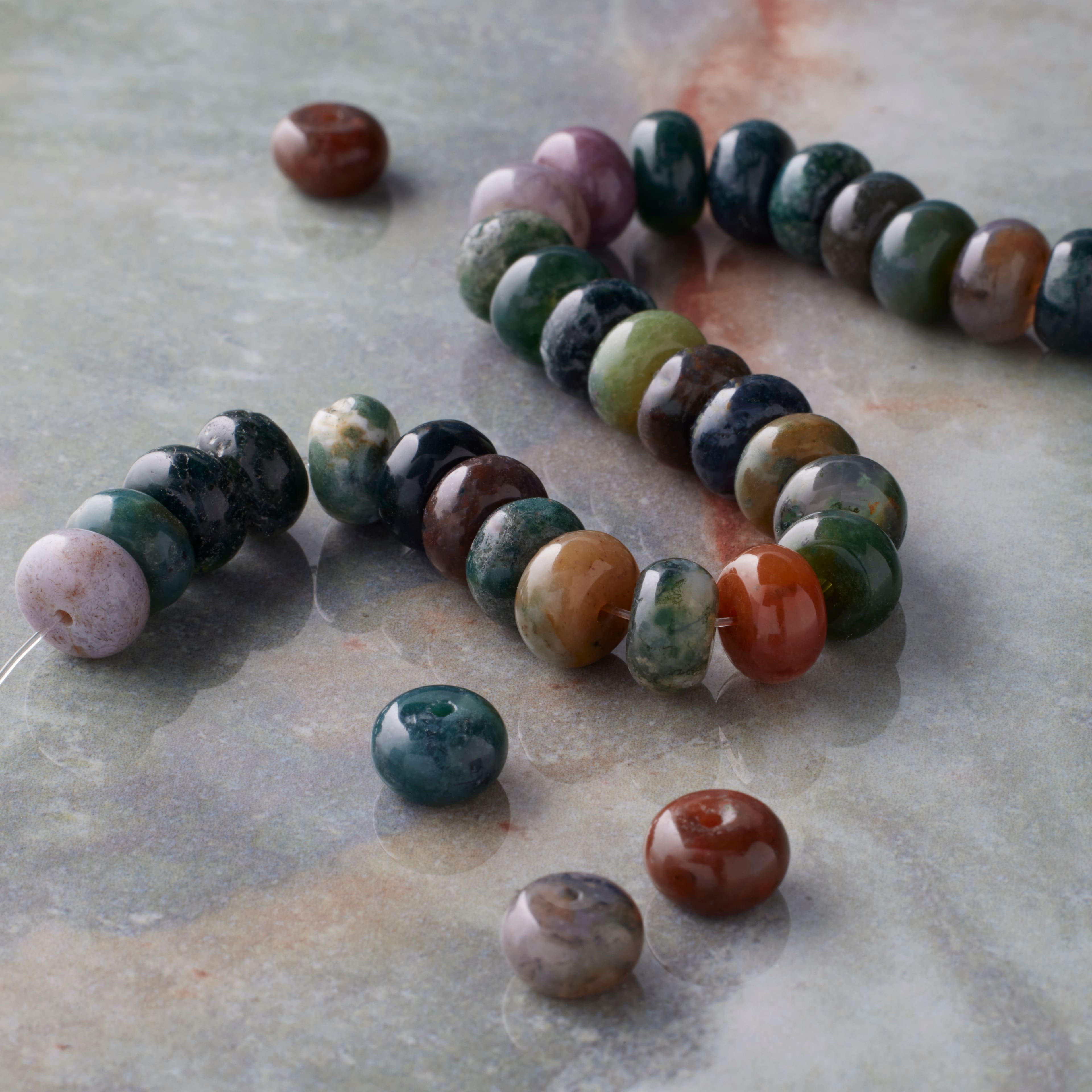12 Packs: 36 ct. (432 total) Green Agate Rondelle Beads, 8mm by Bead Landing™