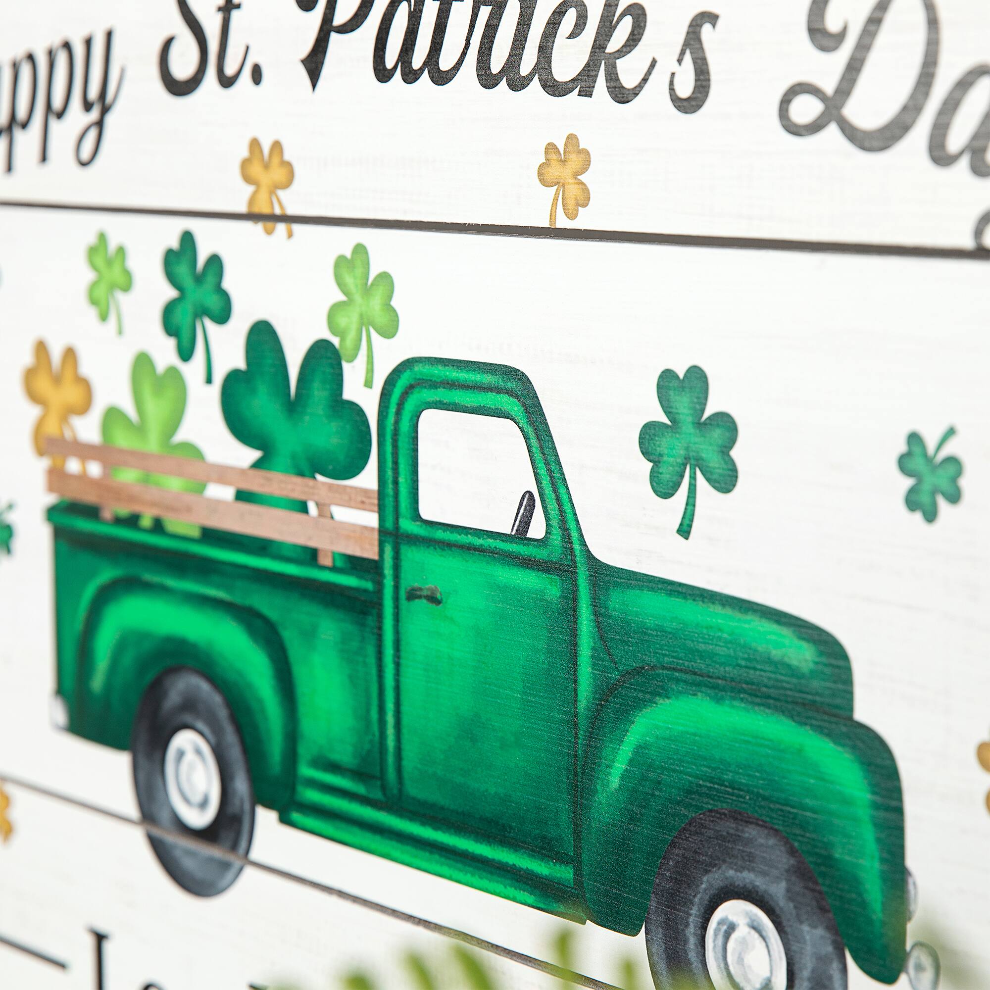 Glitzhome® 24" St. Patrick's Truck Wooden Wall Décor