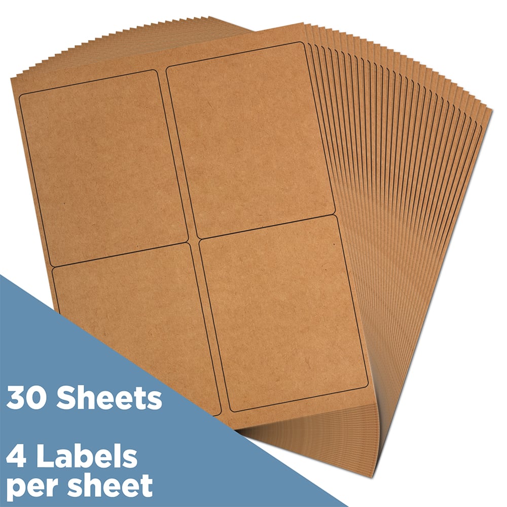 JAM Paper Quarter Sheet Brown Kraft Shipping Address Labels, 120ct.