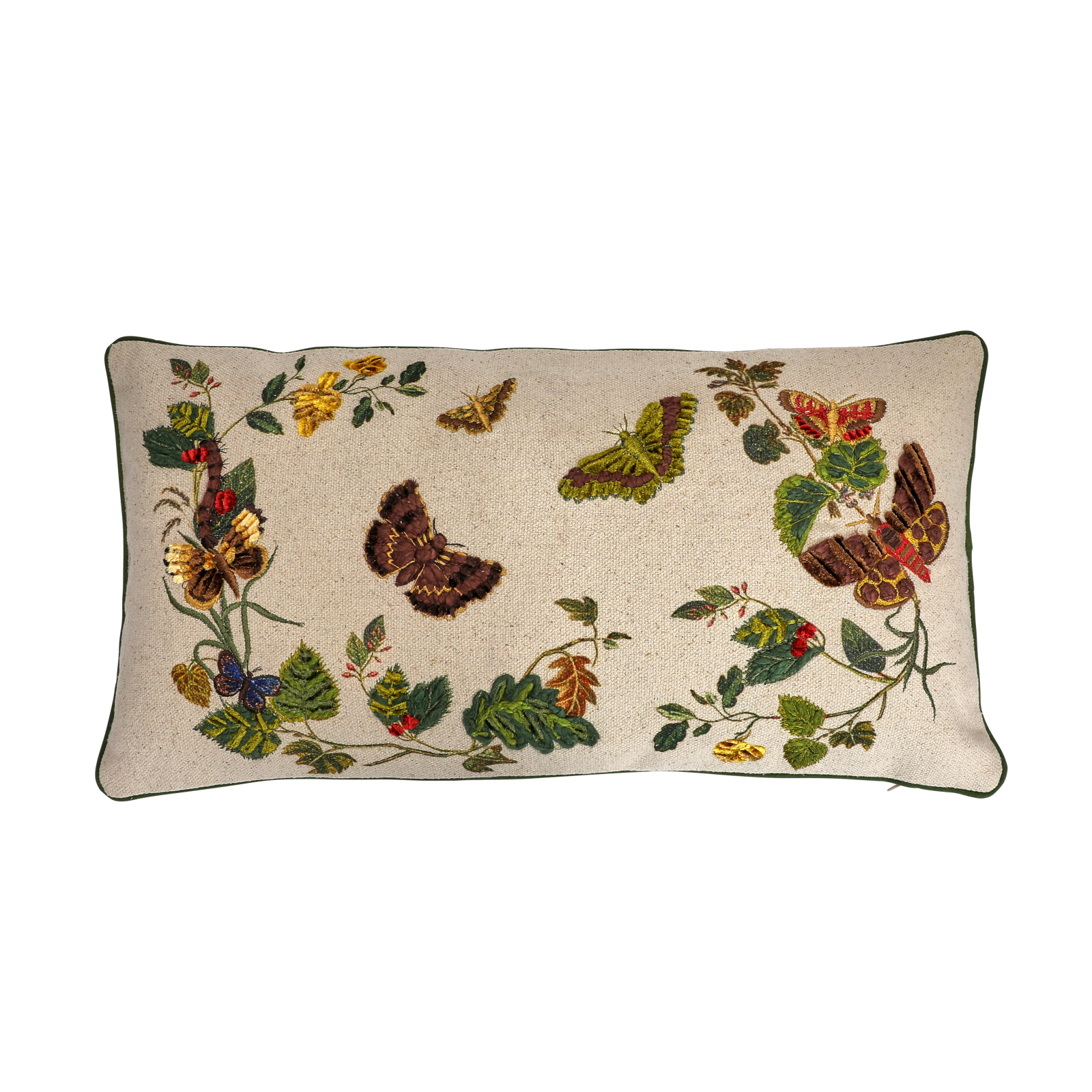 Hello Honey&#xAE; Multicolor Embroidered Butterflies &#x26; Flowers Lumbar Pillow