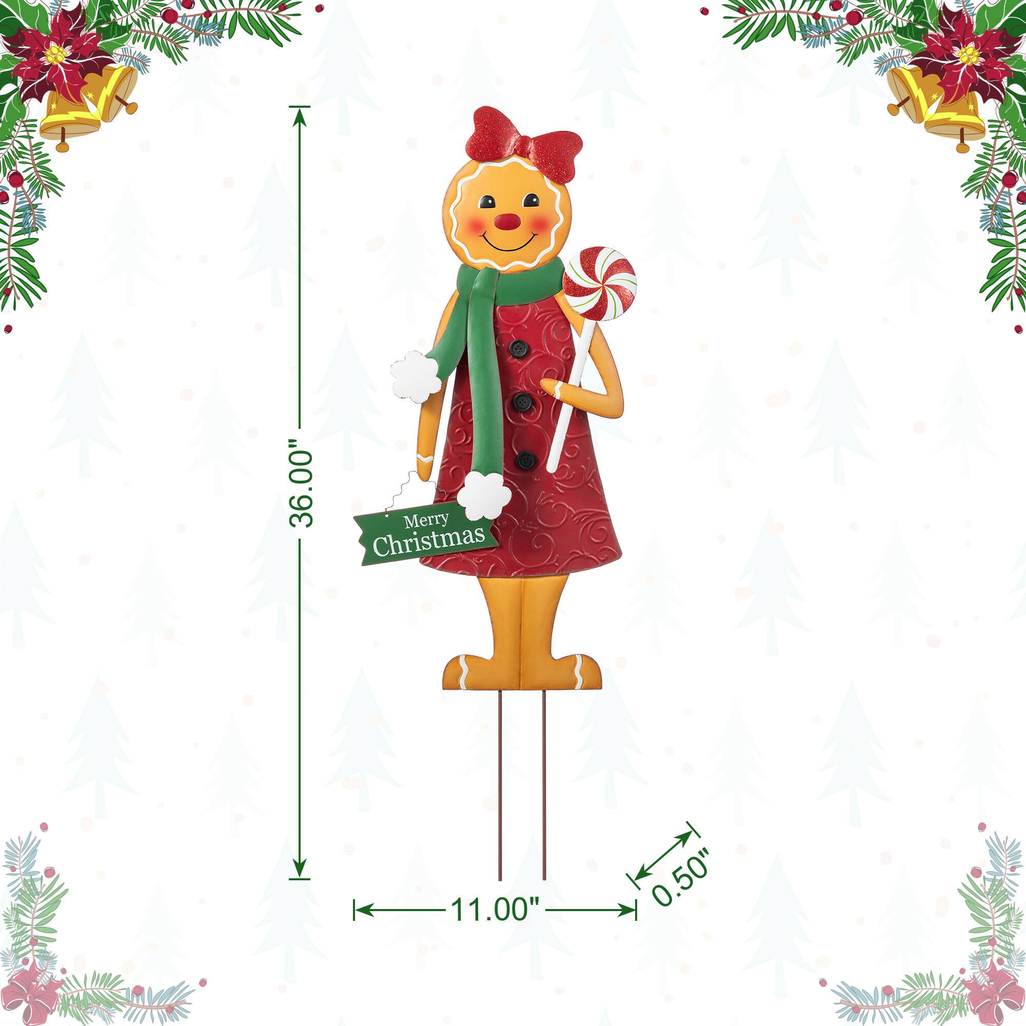 Glitzhome&#xAE; 36&#x22; Metal Christmas Gingerbread Man Yard Stake