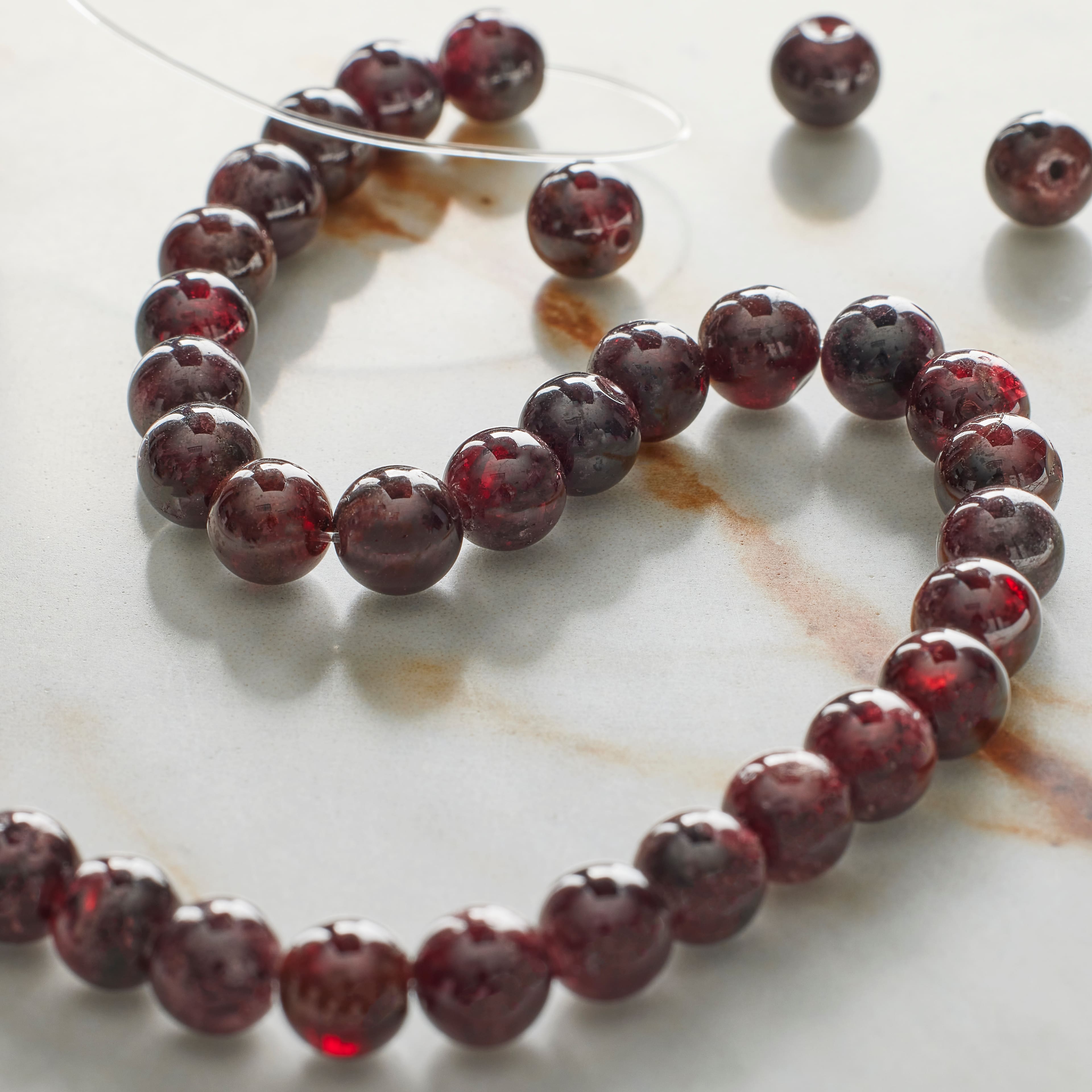 12 Pack:  Round Garnet Beads, 6mm by Bead Landing&#x2122;