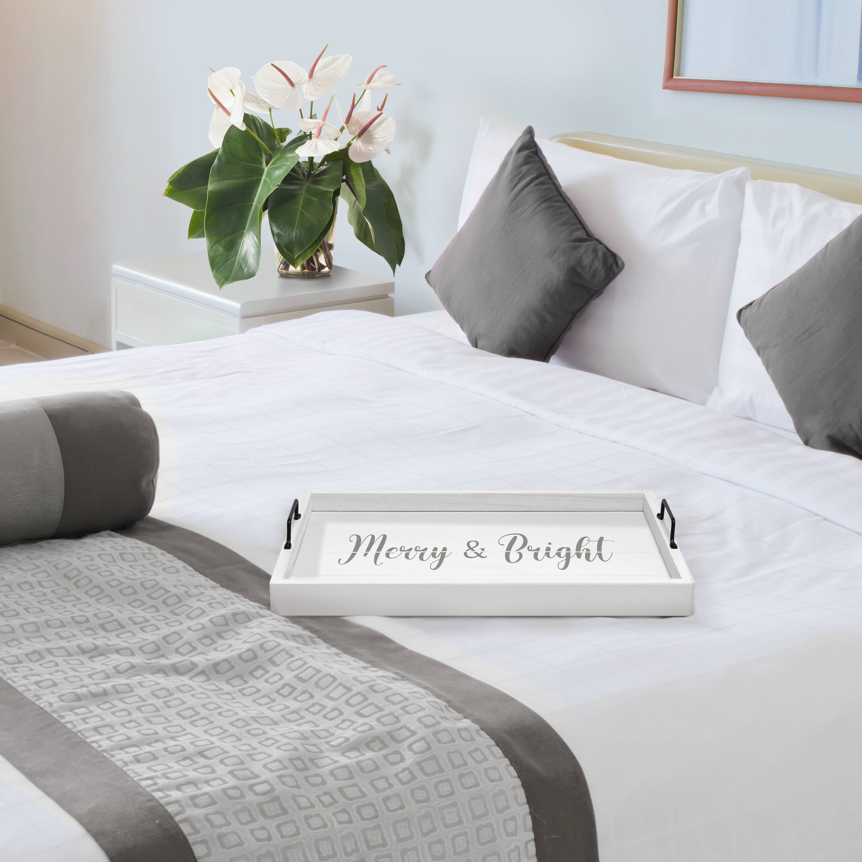 Elegant Designs&#x2122; 15.5&#x22; Merry &#x26; Bright Serving Tray with Handles