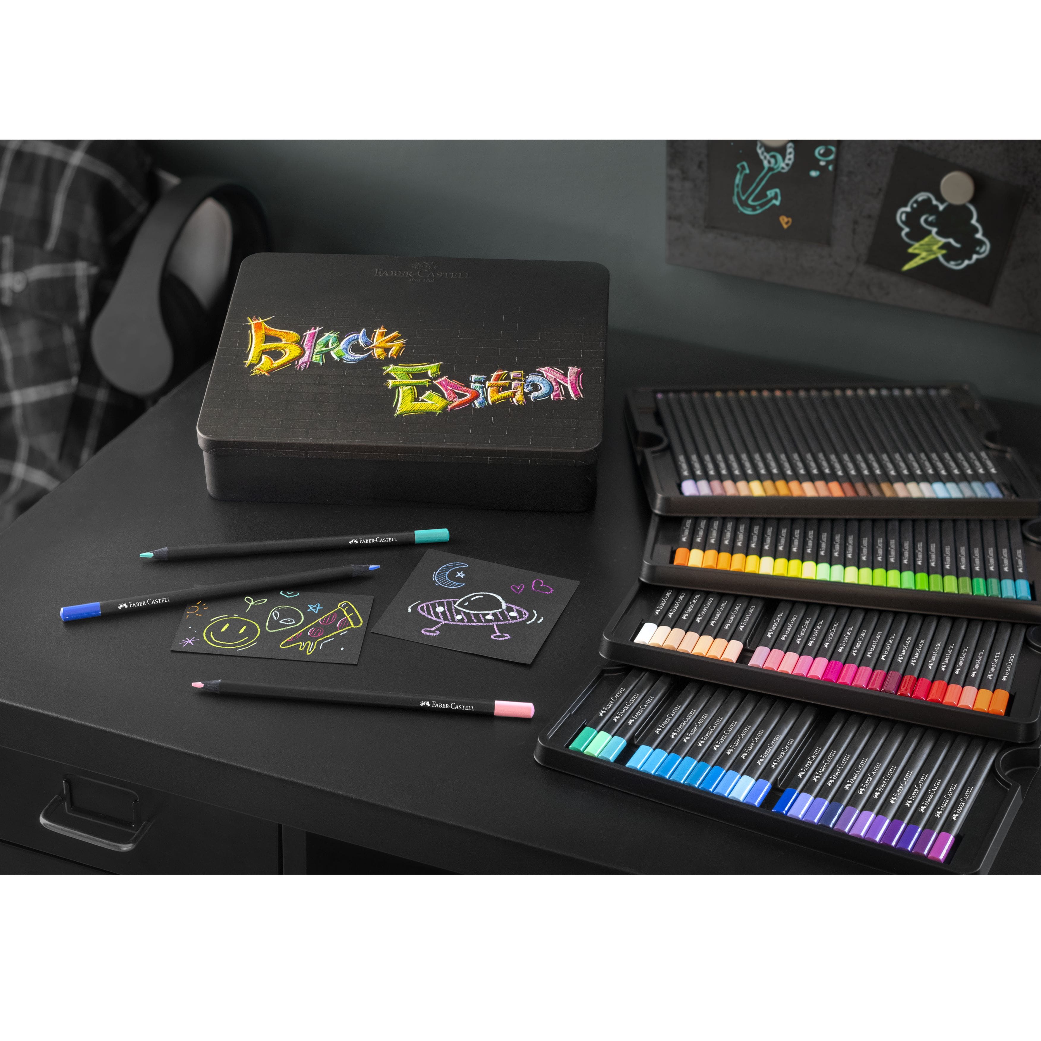 Faber-Castell&#xAE; 100 Color Black Edition Colored Pencil Tin Set