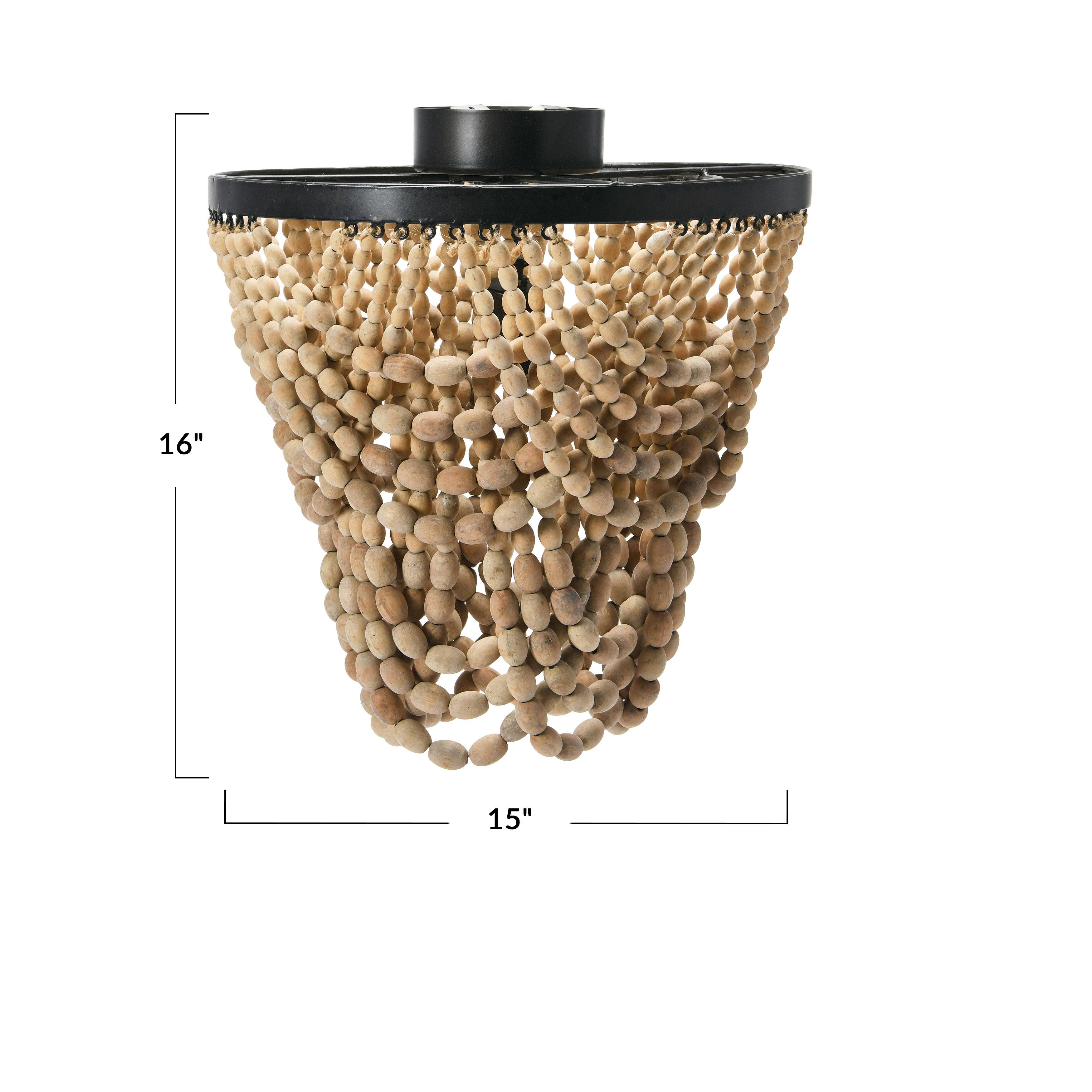 Hello Honey&#xAE; 2-Tier Draped Wood Bead Semi-Flush Mount Ceiling Light