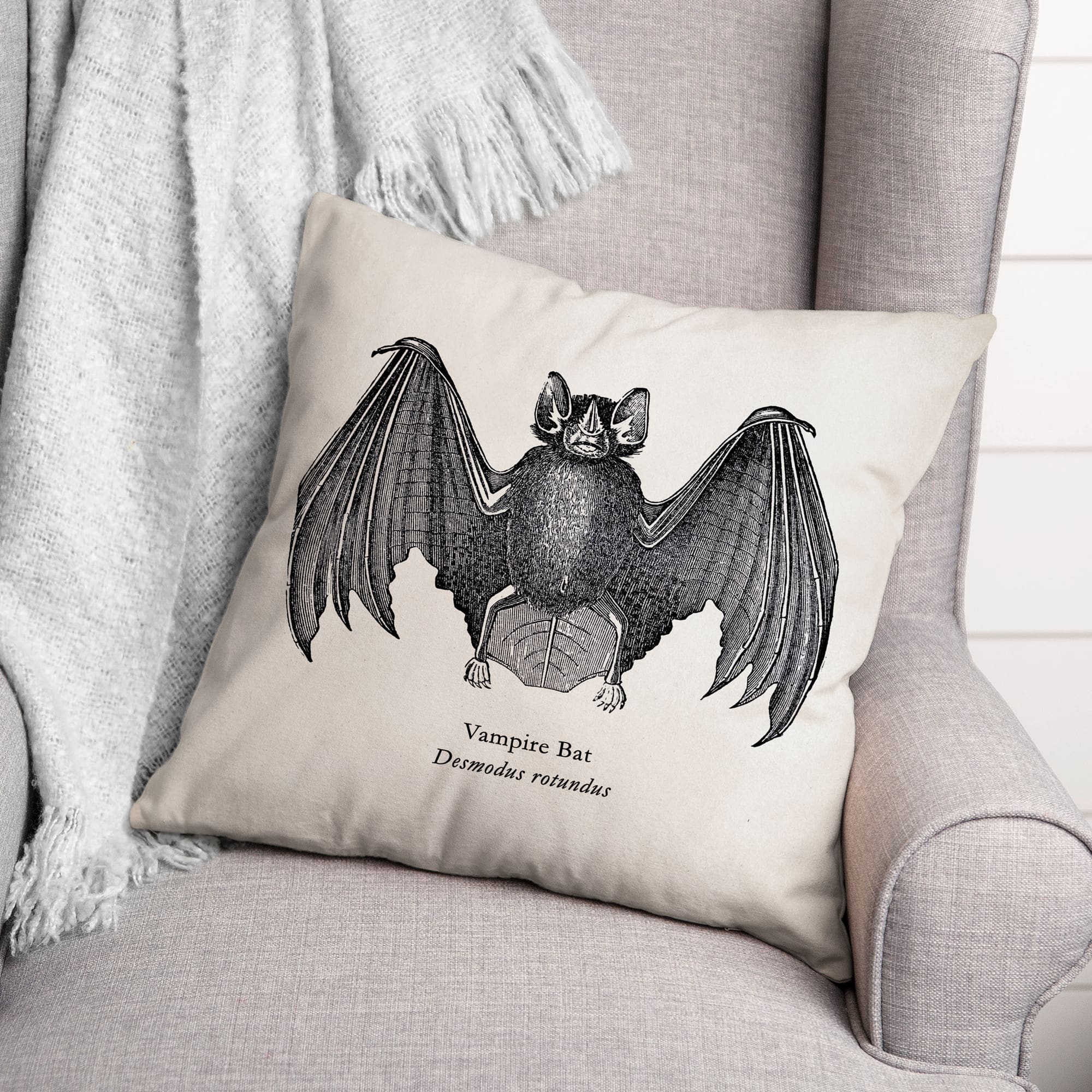 Scientific Bat Throw Pillow