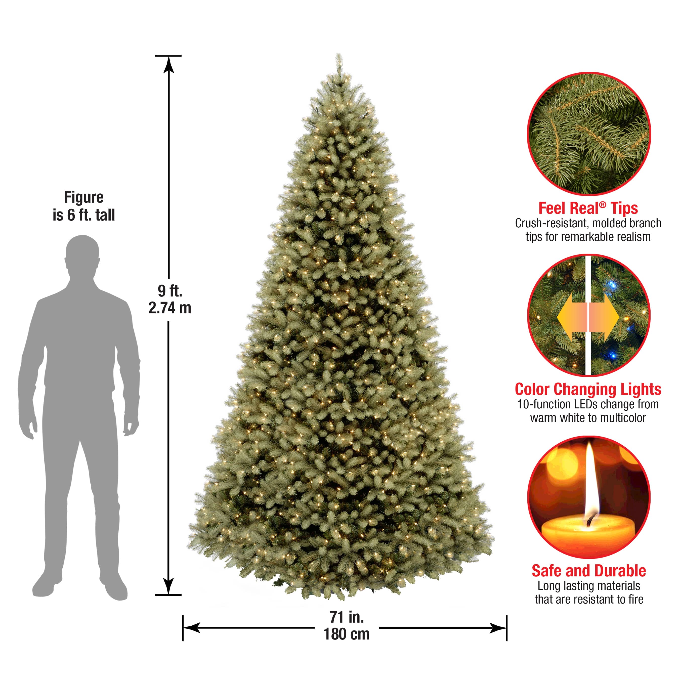 9ft. Pre-Lit Downswept Douglas® Fir Tree, Dual Color LED Lights