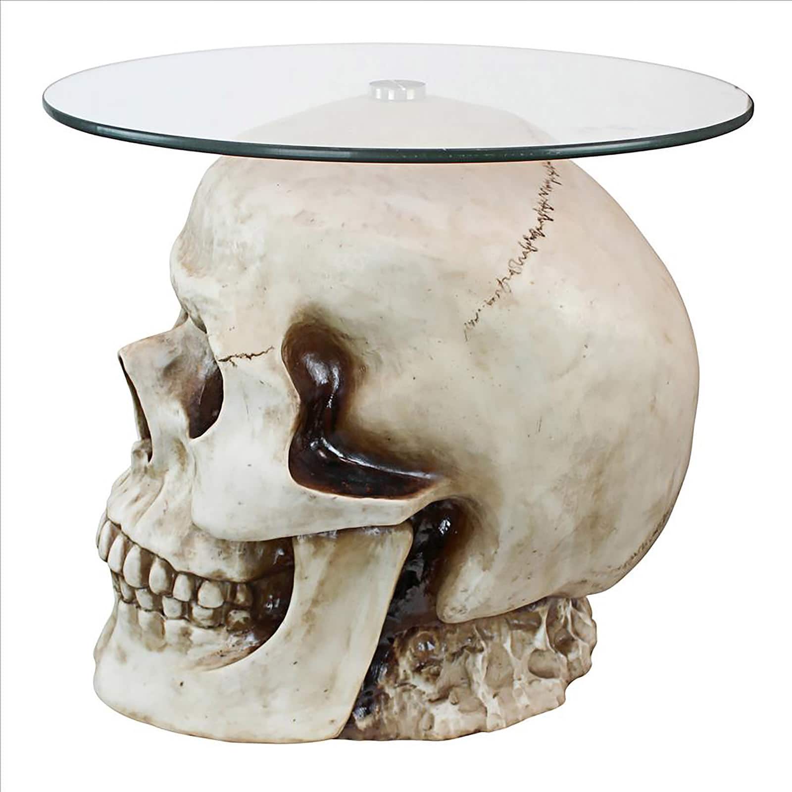 Design Toscano 19.5&#x22; Lost Souls Gothic Skull Glass-Topped Table