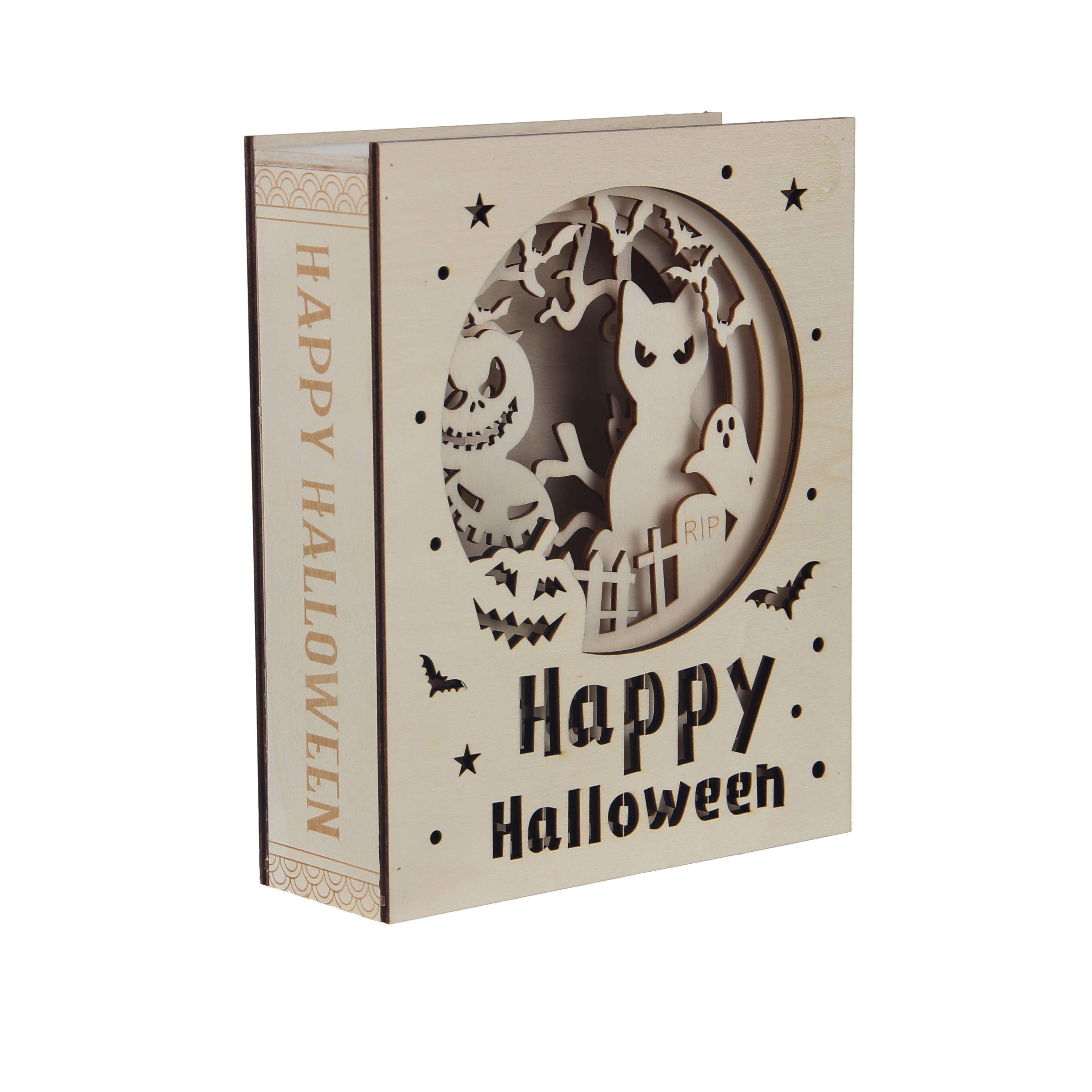 8.5&#x22; Happy Halloween Book DIY LED D&#xE9;cor by Make Market&#xAE;