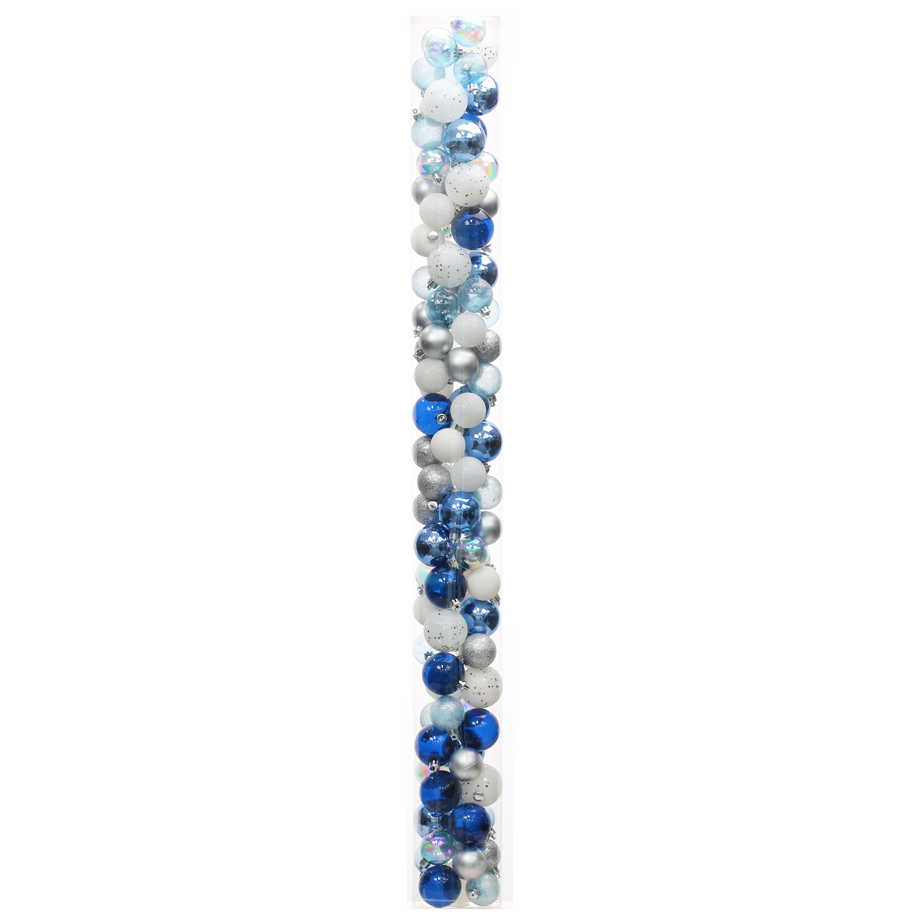 Blue, White and Silver Ball Ornaments, 62PC