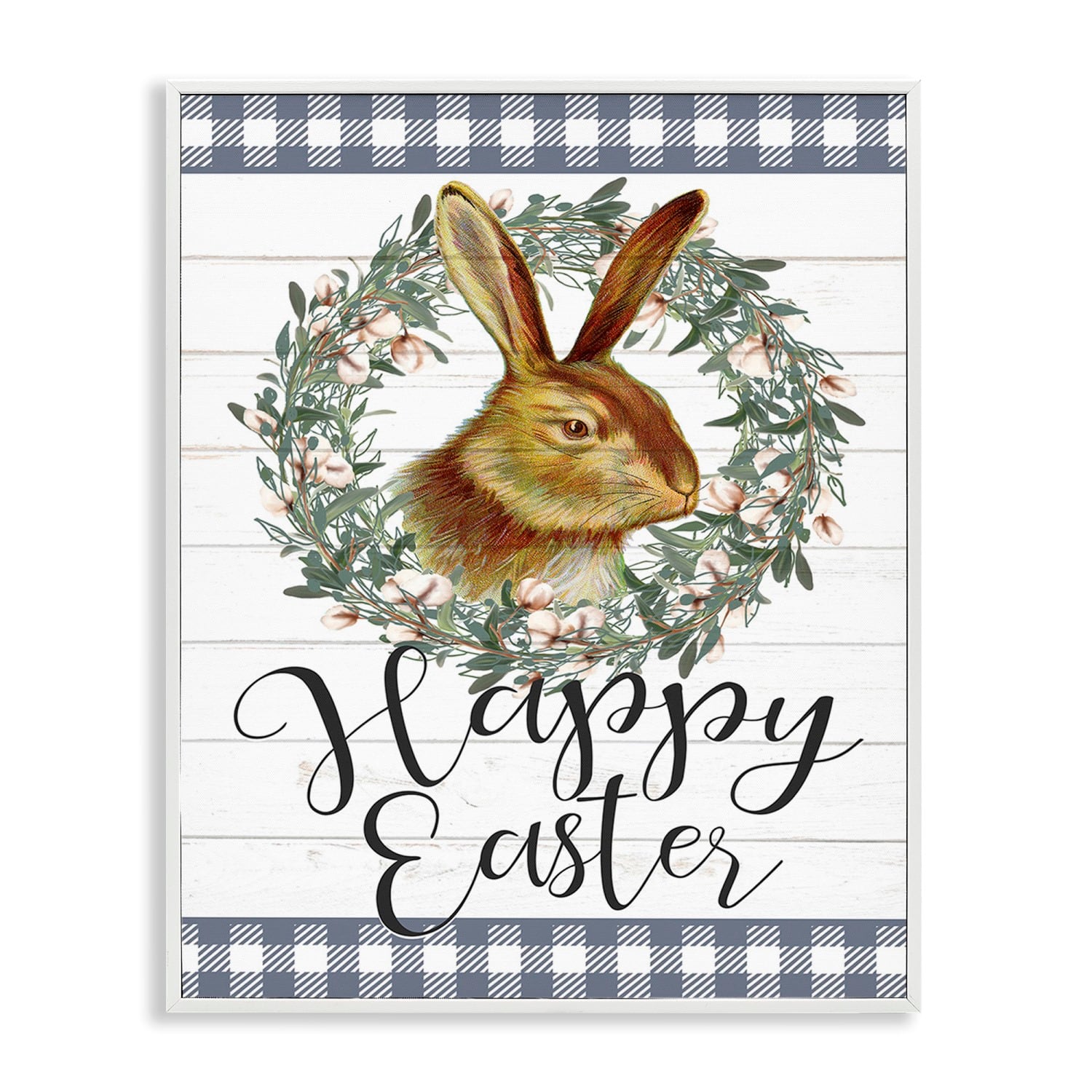 Stupell Industries Easter Bunny Wreath Phrase Framed Giclee Art