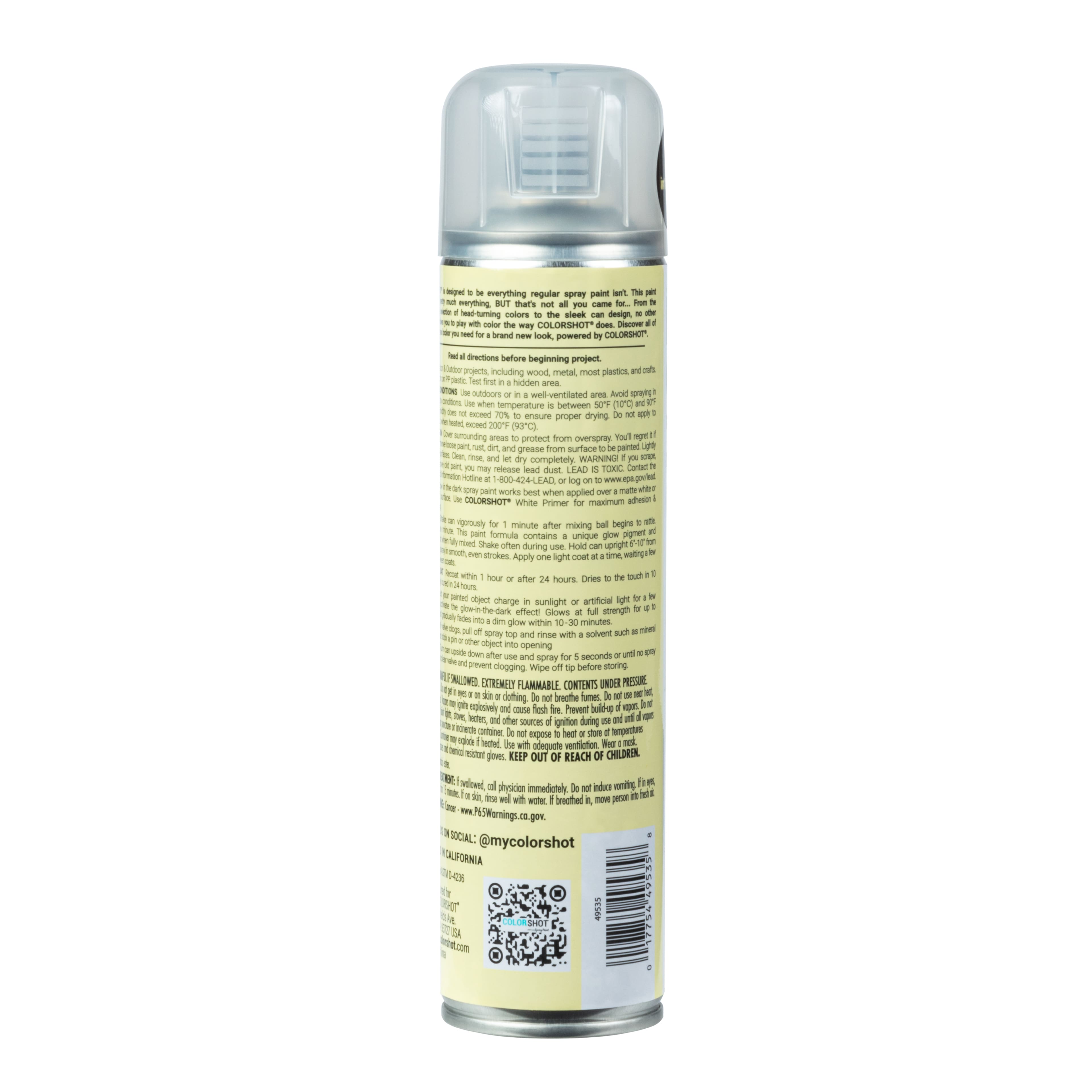 COLORSHOT&#xAE; 8oz. Lightning Bug Glow-in-the-Dark Spray Paint