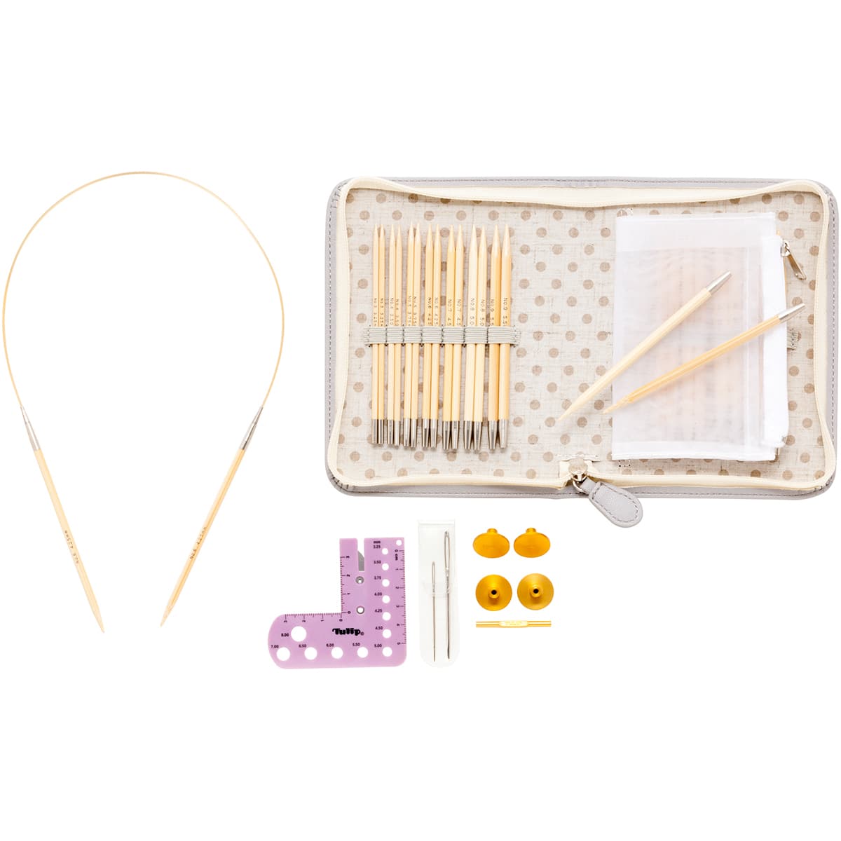 Tulip&#xAE; Carry C Interchangeable Bamboo Long Knitting Needle Set