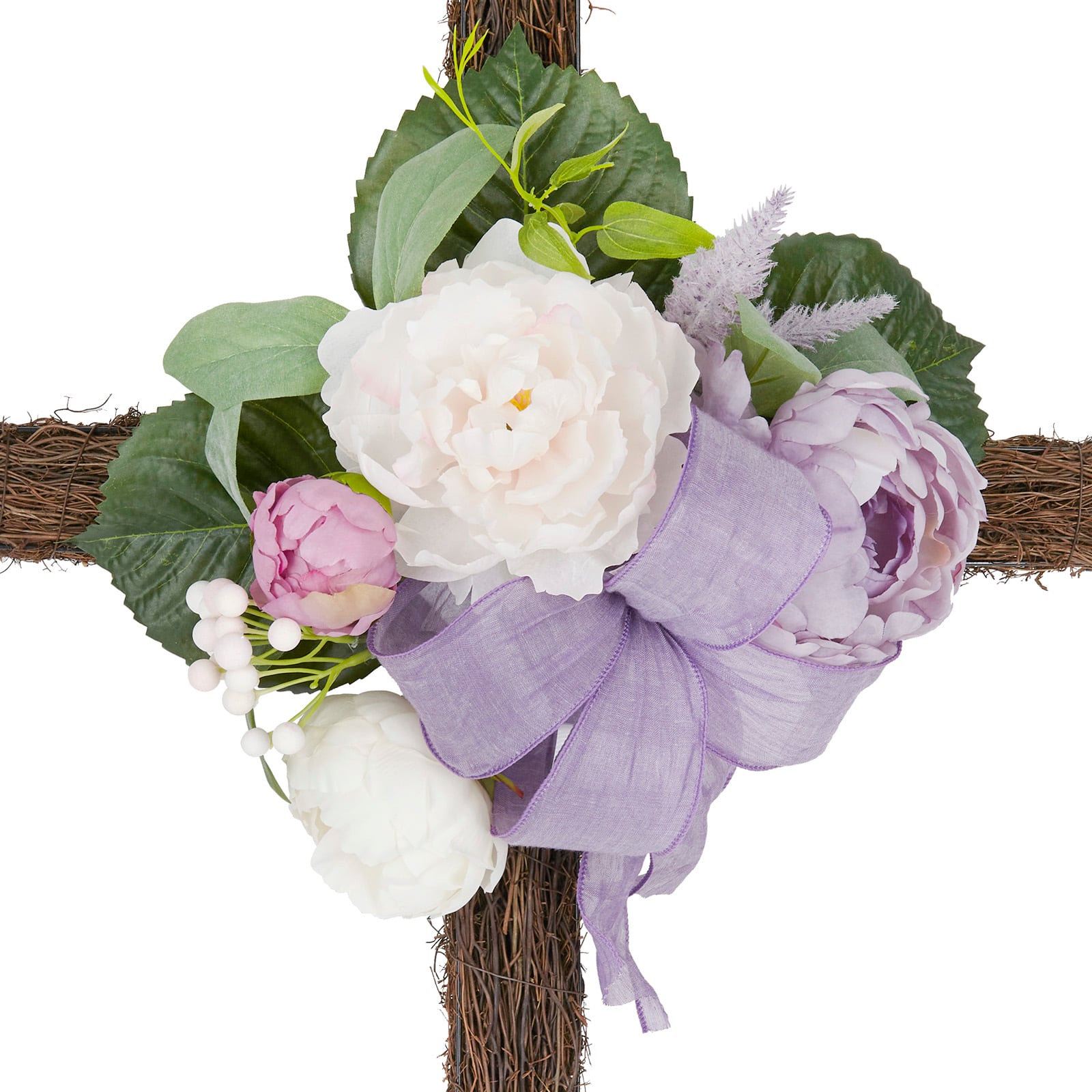 3ft. Purple &#x26; Cream Peony Cross by Ashland&#xAE;