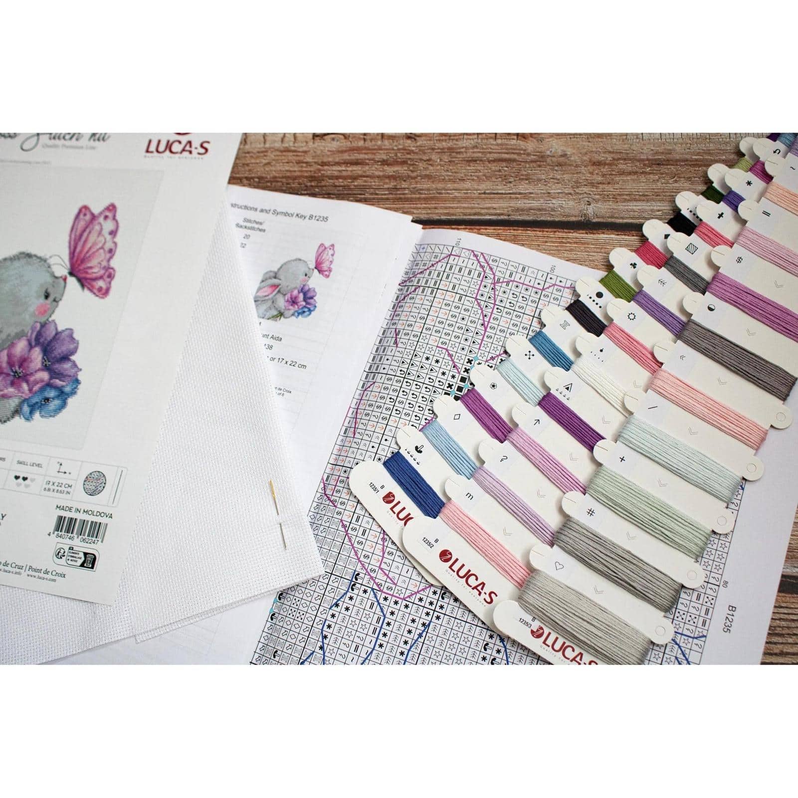 Luca-S Rabbit & Butterfly Counted Cross Stitch Kit