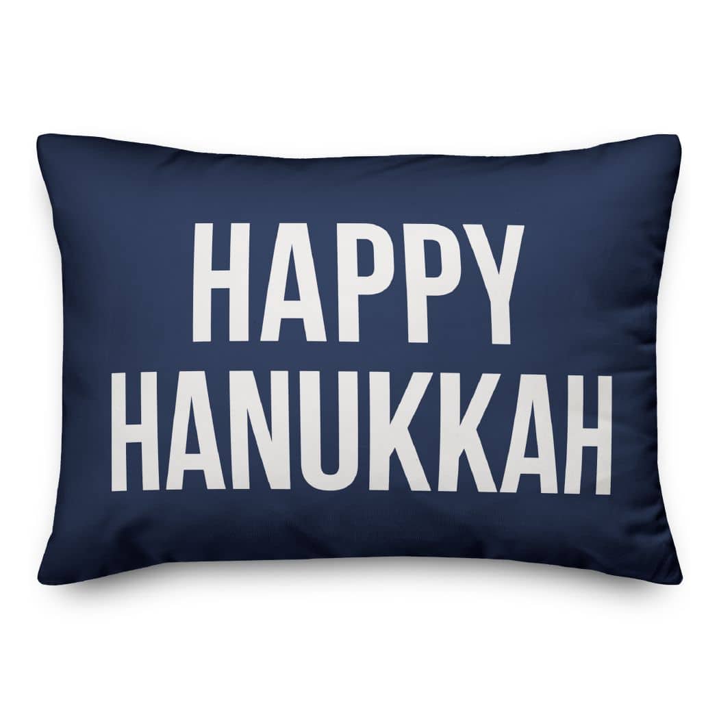Happy Hanukkah - Navy 14x20 Spun Poly Pillow